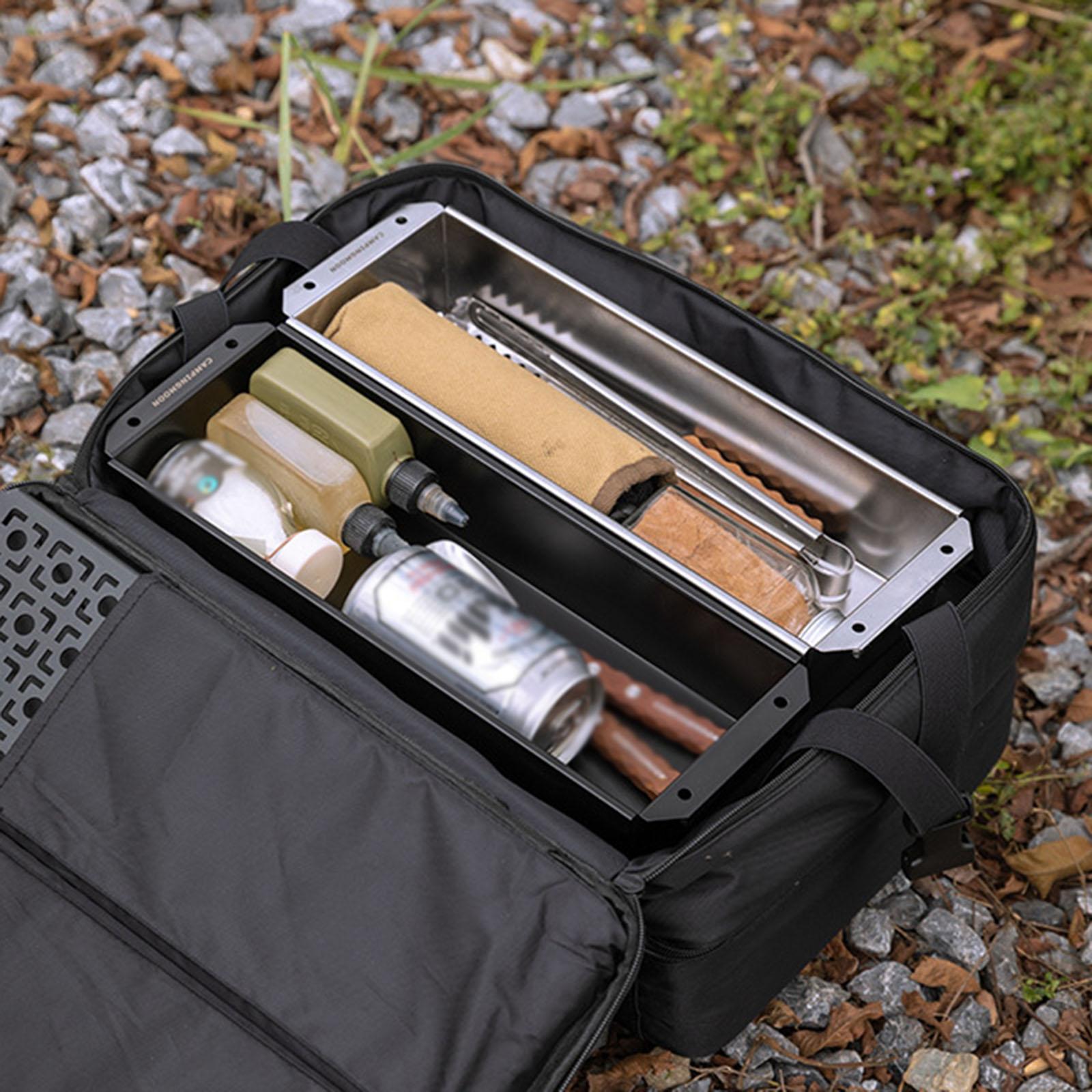 Utensil Tray Stainless Steel Tableware Organizer for Camping Picnics Counter black