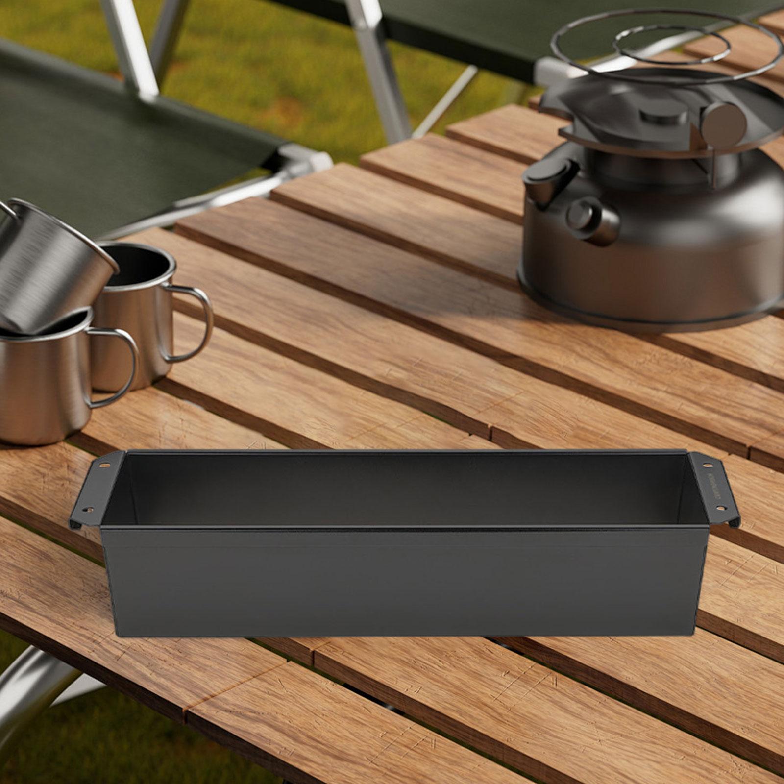 Utensil Tray Stainless Steel Tableware Organizer for Camping Picnics Counter black