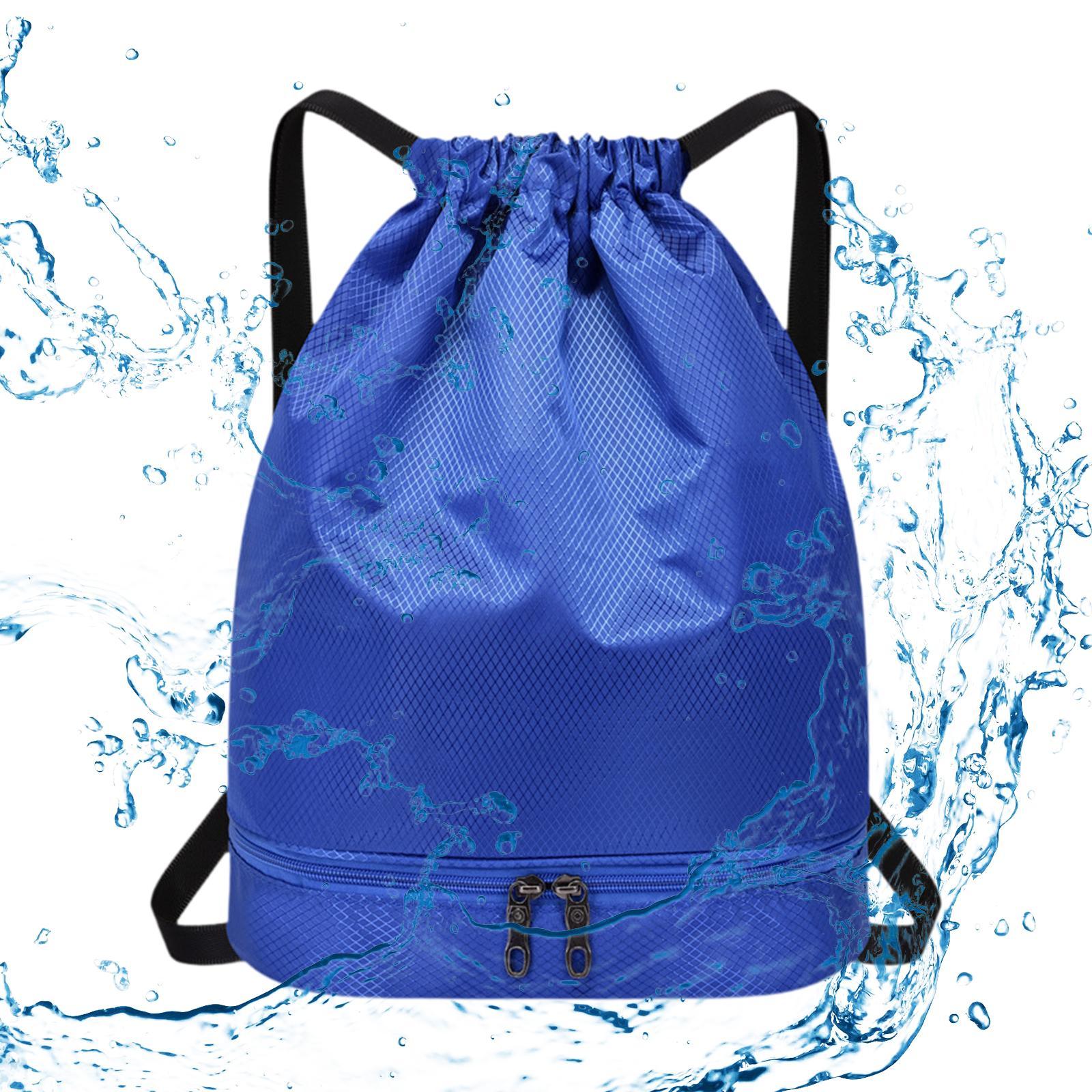 Drawstring Backpack Bag Multifunction Fitness Bag for Shopping Street Sports Blue