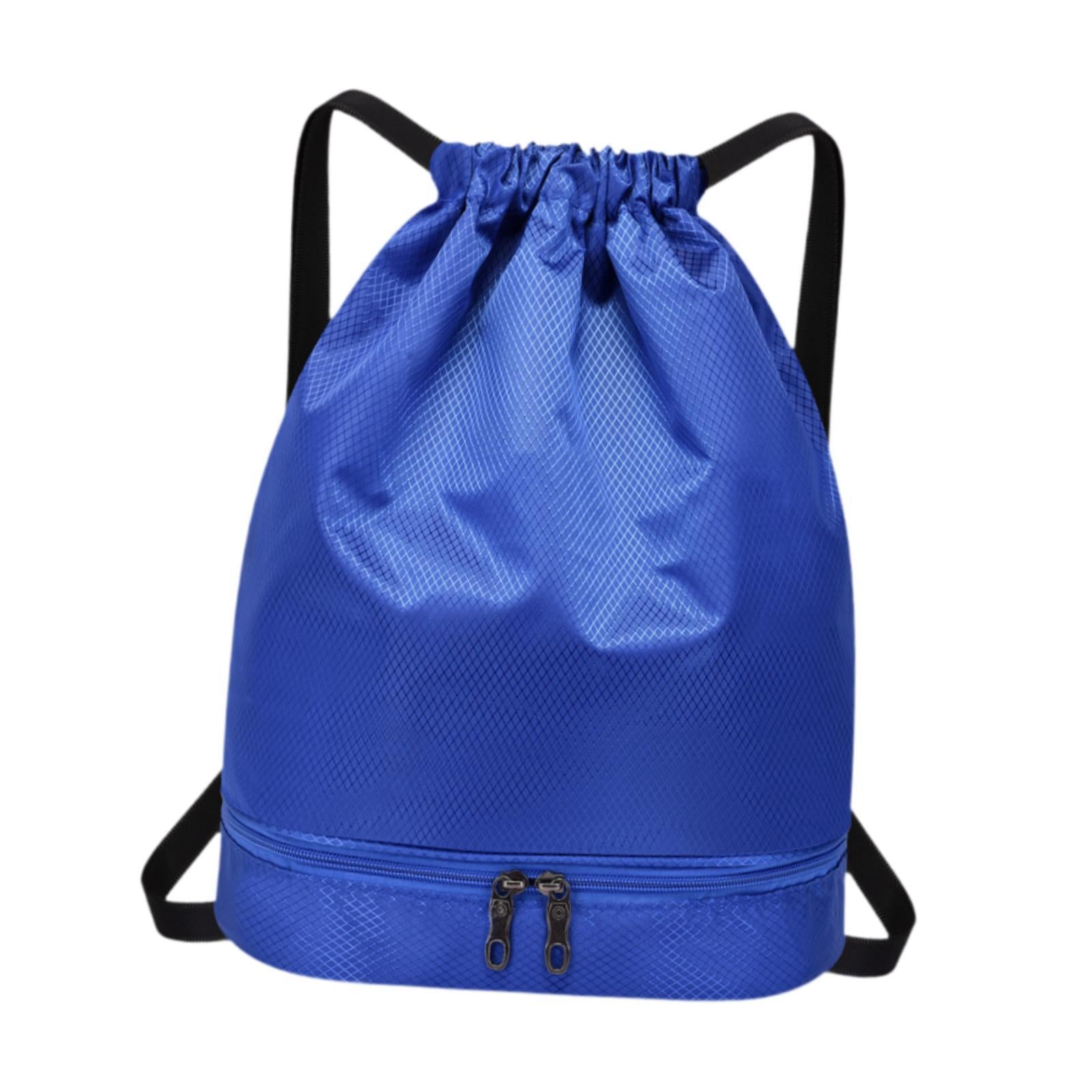 Drawstring Backpack Bag Multifunction Fitness Bag for Shopping Street Sports Blue