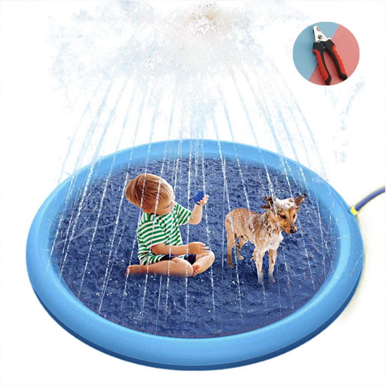 Splash Pad for Dogs Multifunctional Portable Anti Slip for Lawn Yard Outside Diameter 100cm