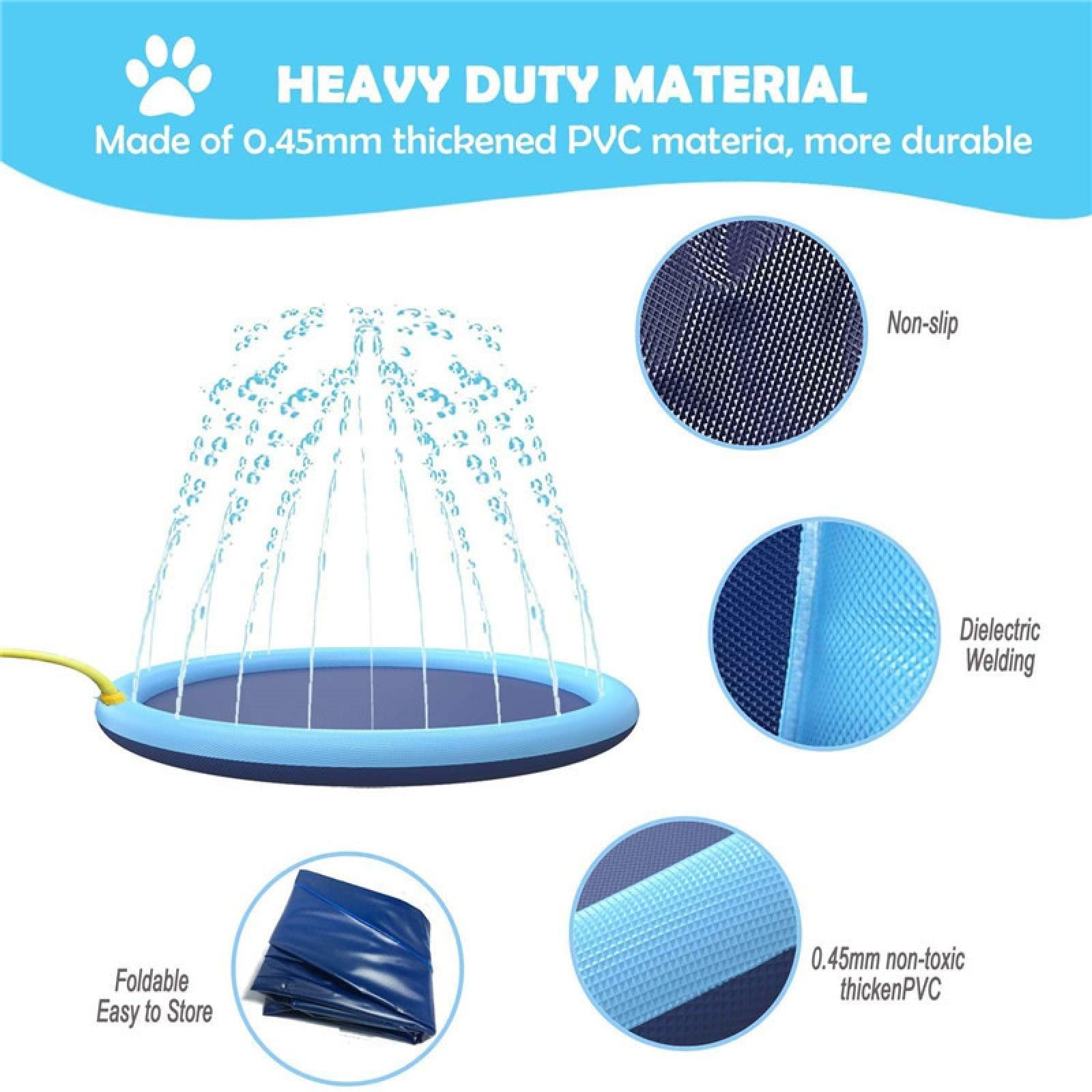 Splash Pad for Dogs Multifunctional Portable Anti Slip for Lawn Yard Outside Diameter 150cm
