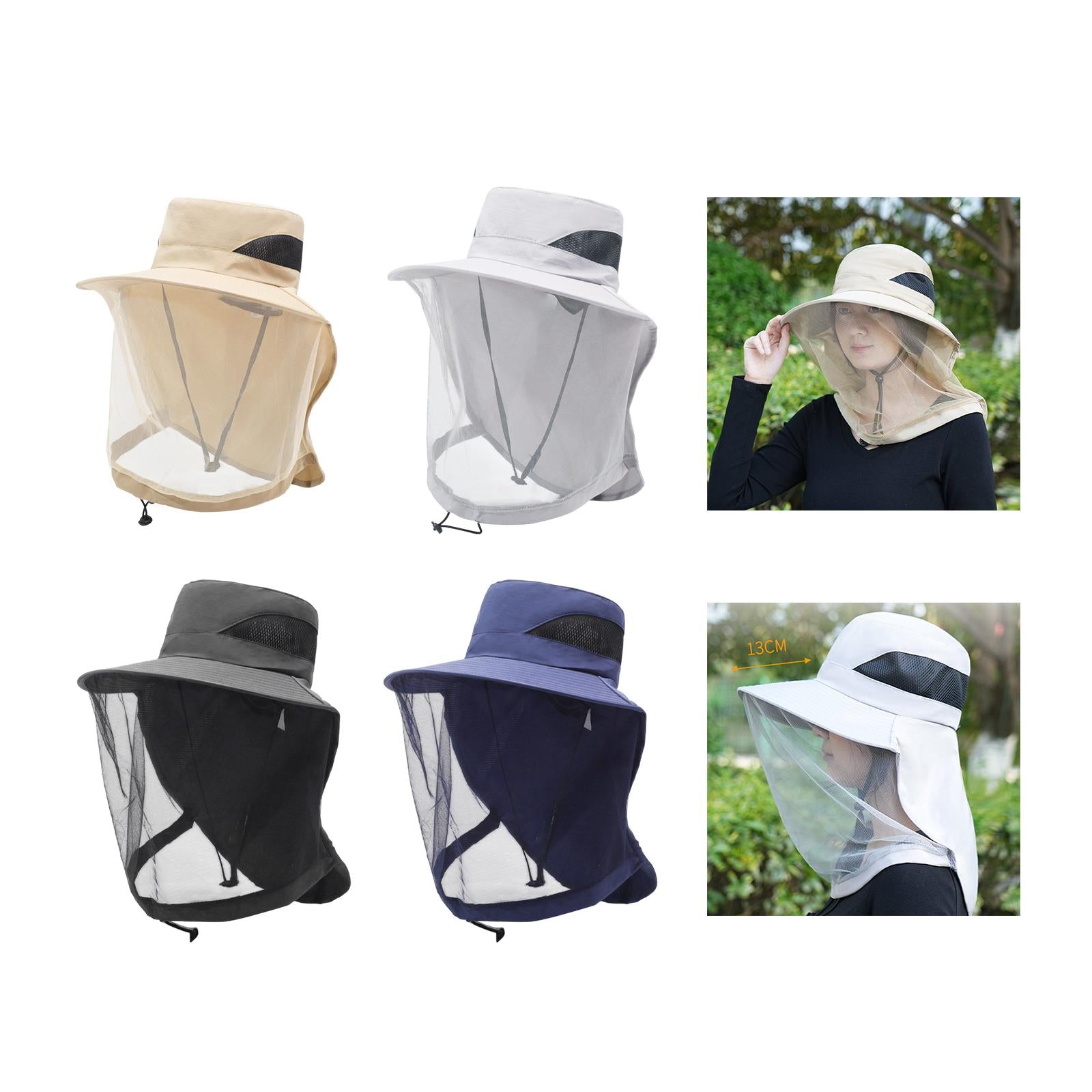 Beekeeping Netting Hat Net for Adults for Gardening Backpacking Climbing Khaki
