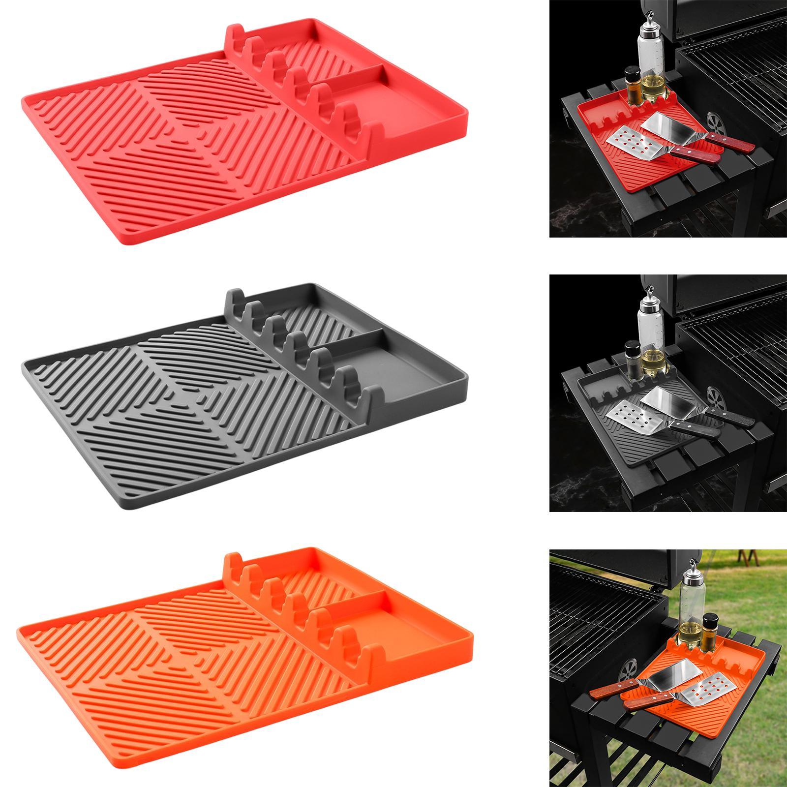 Silicone Griddle Mat Barbeque Grill Accessories for Outdoor Grilling Cooking 32cmx24cmx1cm Red