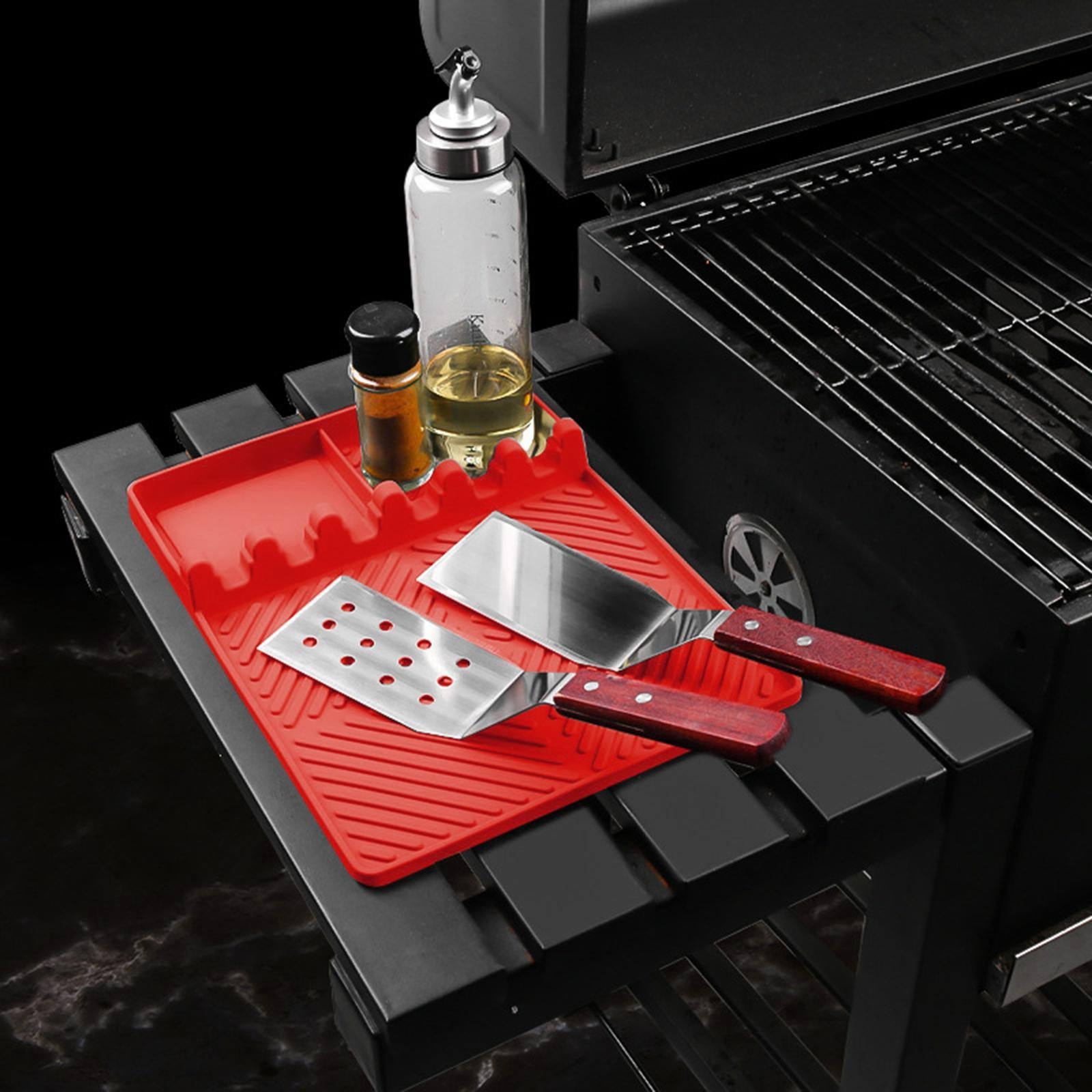 Silicone Griddle Mat Barbeque Grill Accessories for Outdoor Grilling Cooking 32cmx24cmx1cm Red