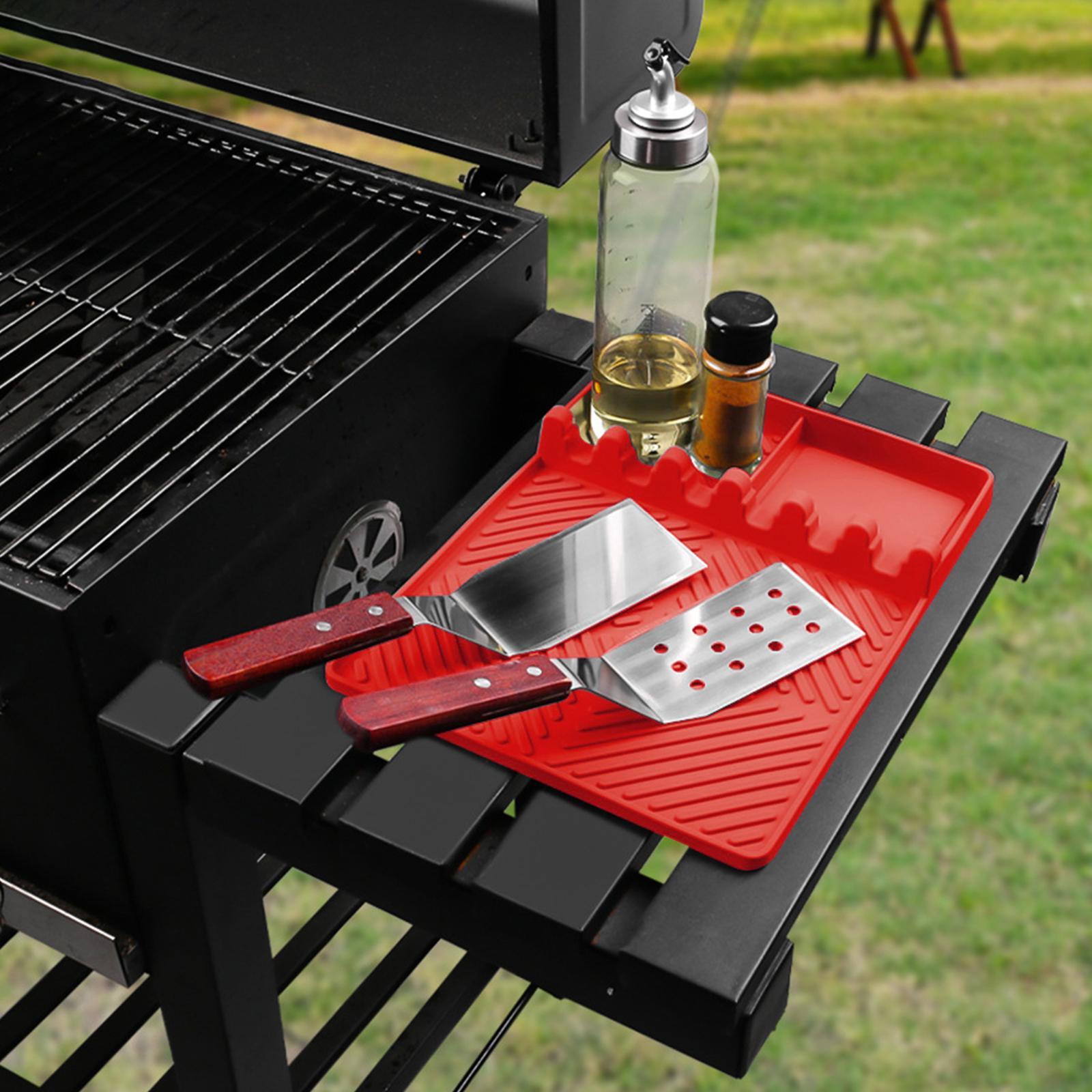 Silicone Griddle Mat Barbeque Grill Accessories for Outdoor Grilling Cooking 32cmx24cmx1cm Red