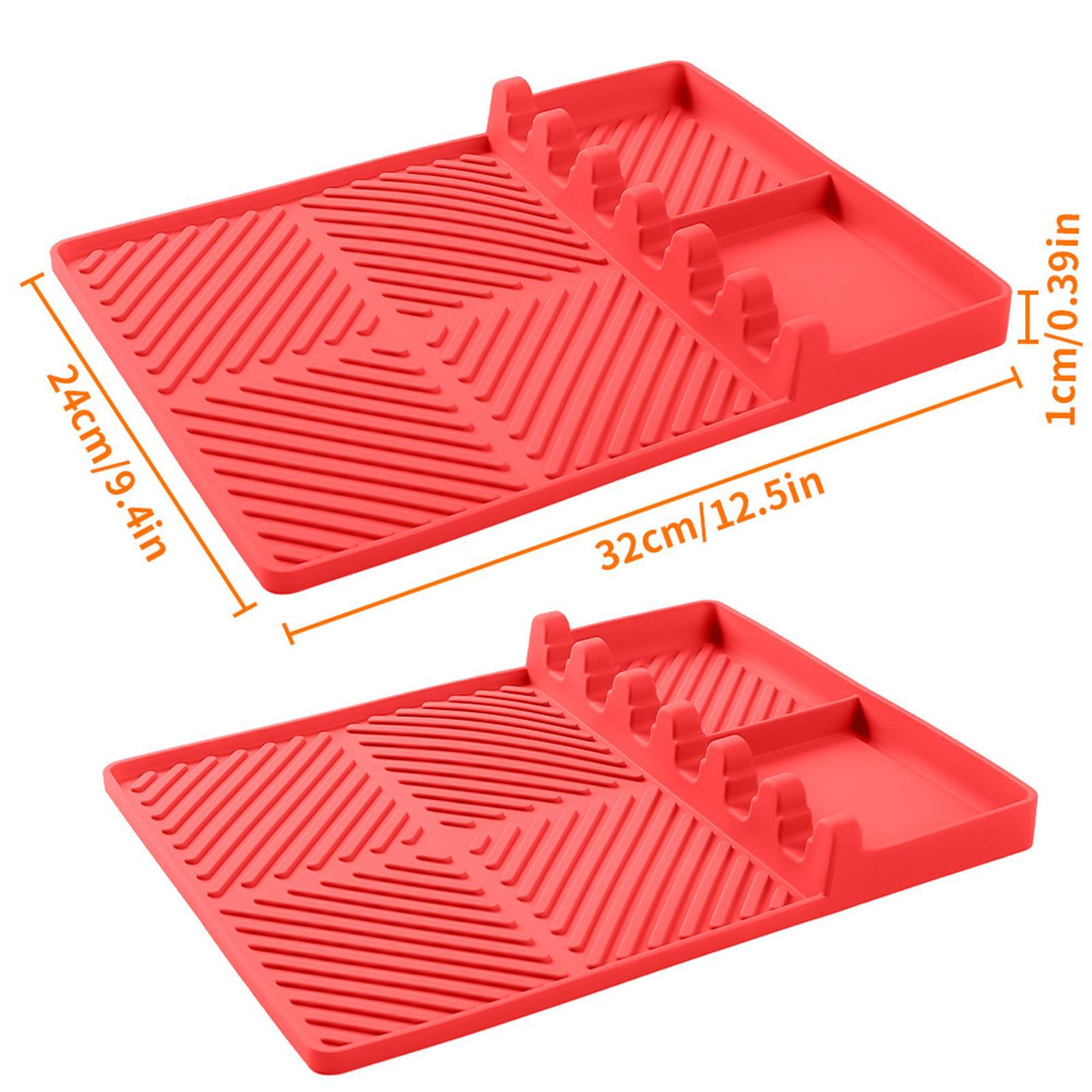Silicone Griddle Mat Barbeque Grill Accessories for Outdoor Grilling Cooking 32cmx24cmx1cm Red