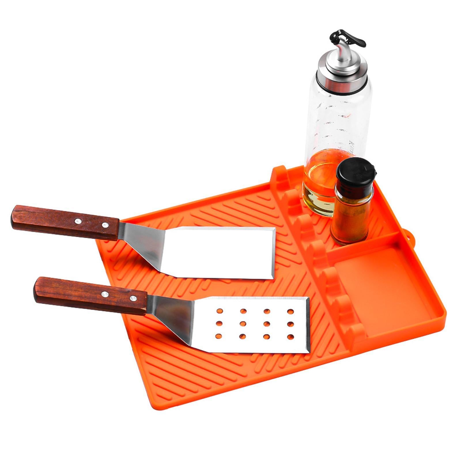 Silicone Griddle Mat Barbeque Grill Accessories for Outdoor Grilling Cooking 40.5cmx29.5cmx1cm Orange