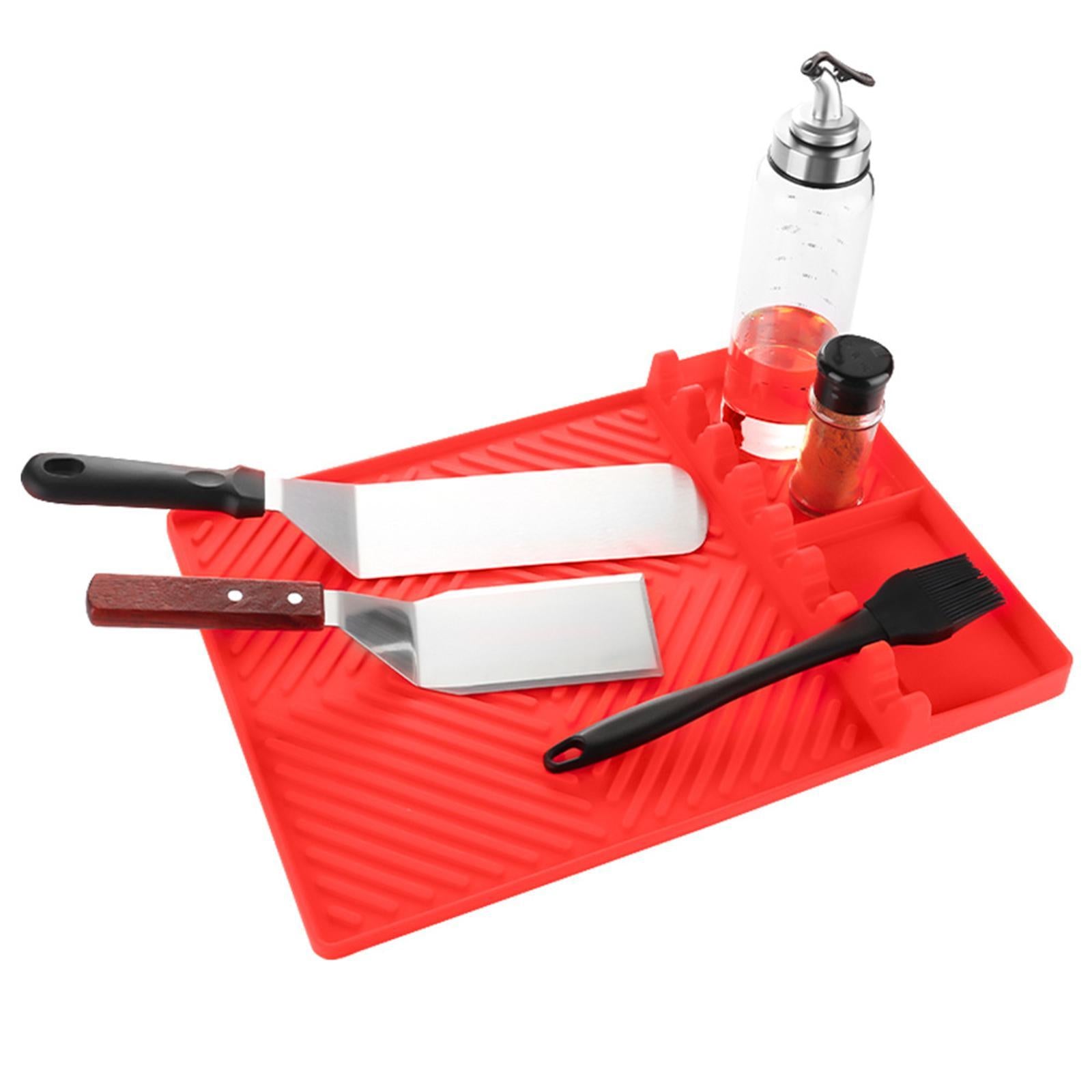 Silicone Griddle Mat Barbeque Grill Accessories for Outdoor Grilling Cooking 40.5cmx29.5cmx1cm Red