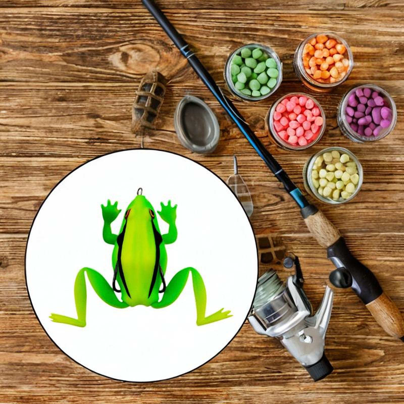 Fishing Frog Lure Weedless Hooks Sturdy for Bass Fishing for Bass Trout Pike Light Green