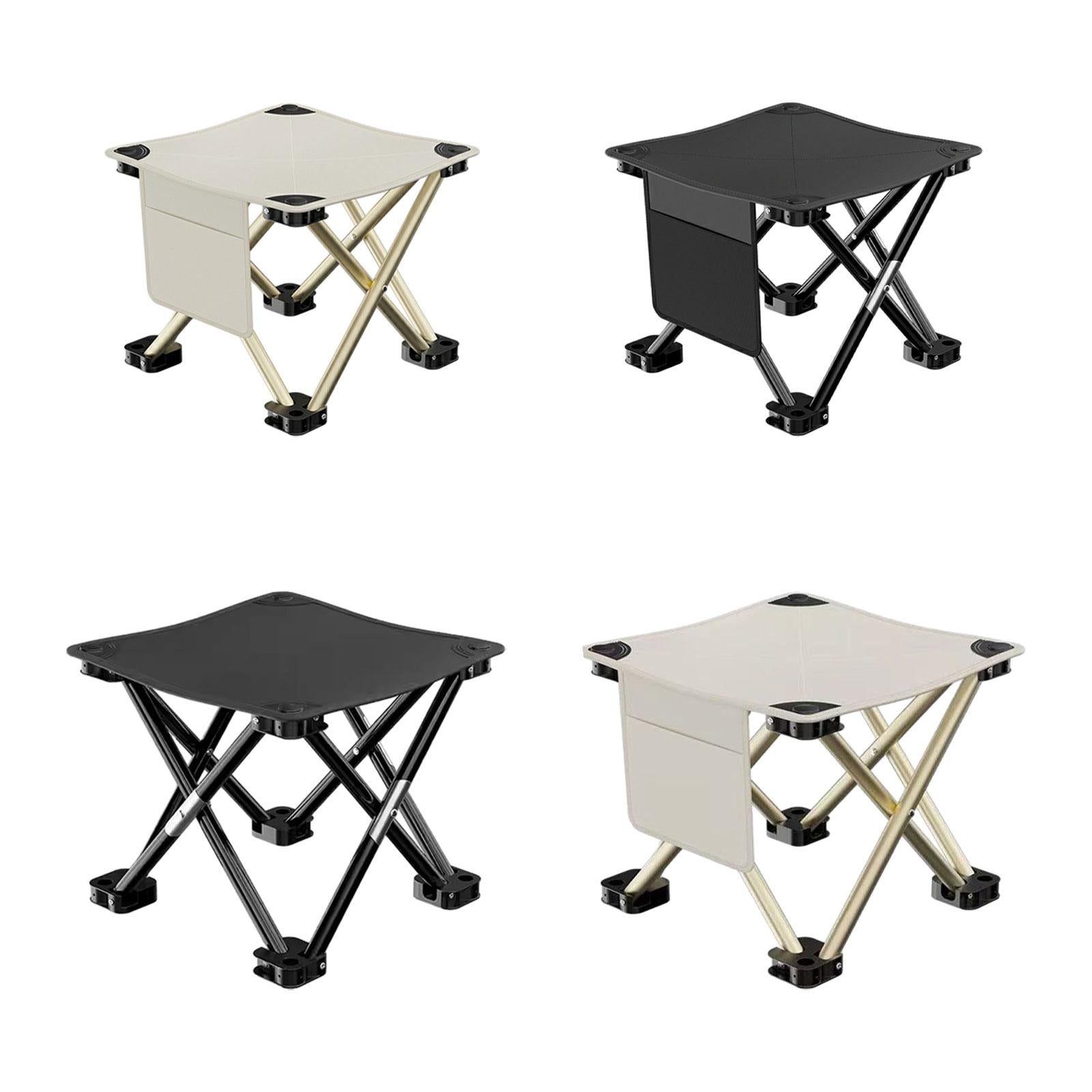 Folding Camping Stool Practical with Side Pocket for Gardening Camping Beach 28cmx28cmx23cm White