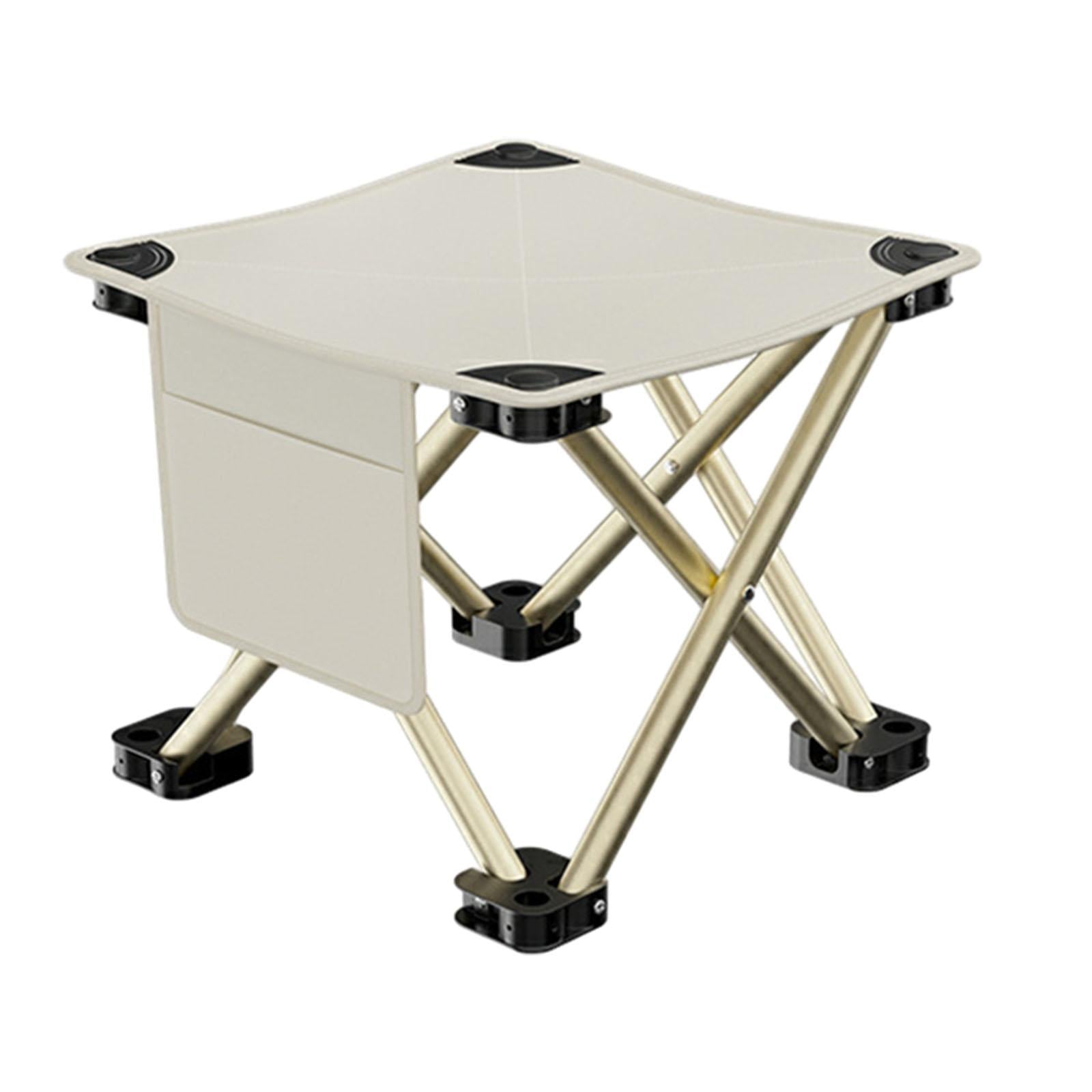 Folding Camping Stool Practical with Side Pocket for Gardening Camping Beach 28cmx28cmx23cm White