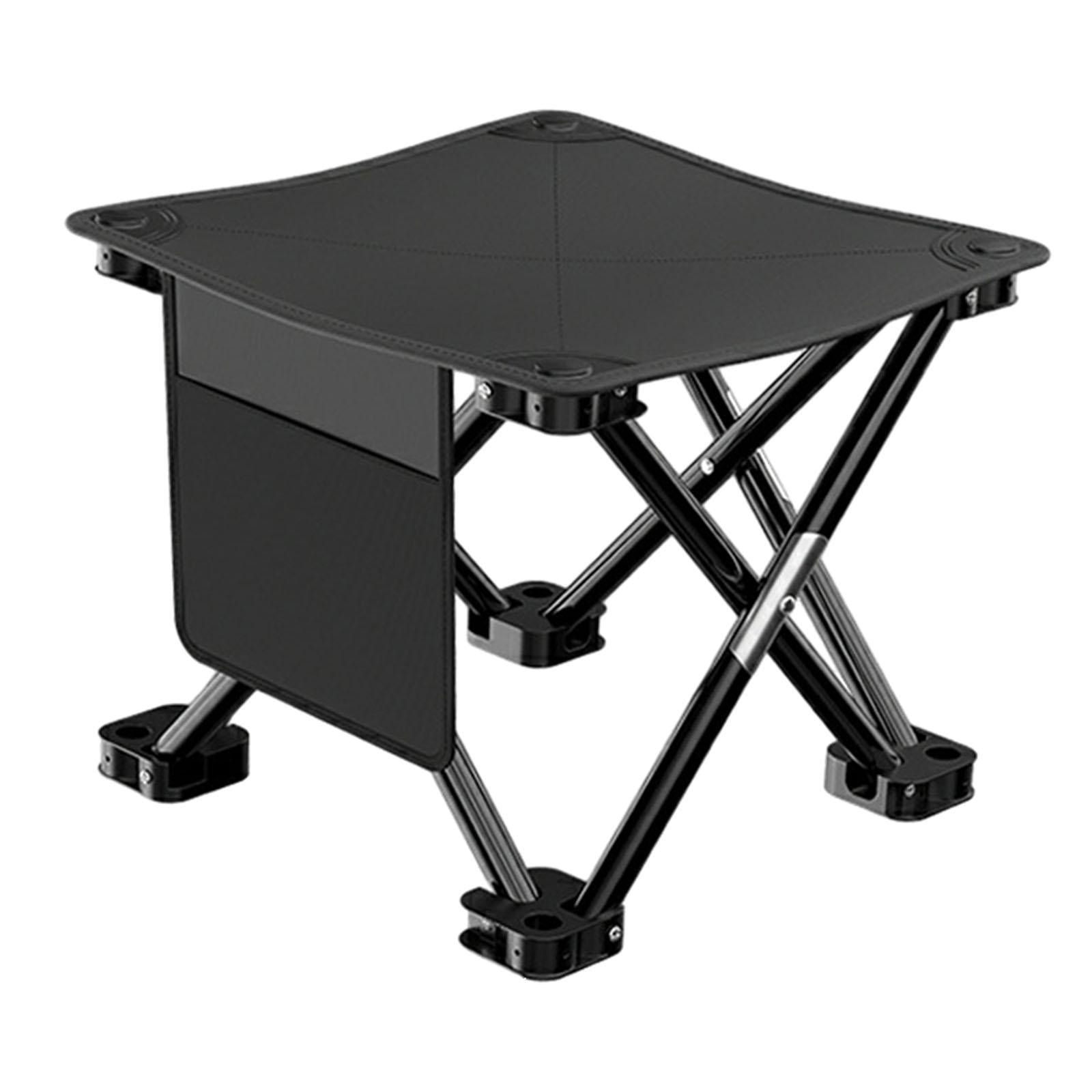 Folding Camping Stool Practical with Side Pocket for Gardening Camping Beach 28cmx28cmx23cm Black
