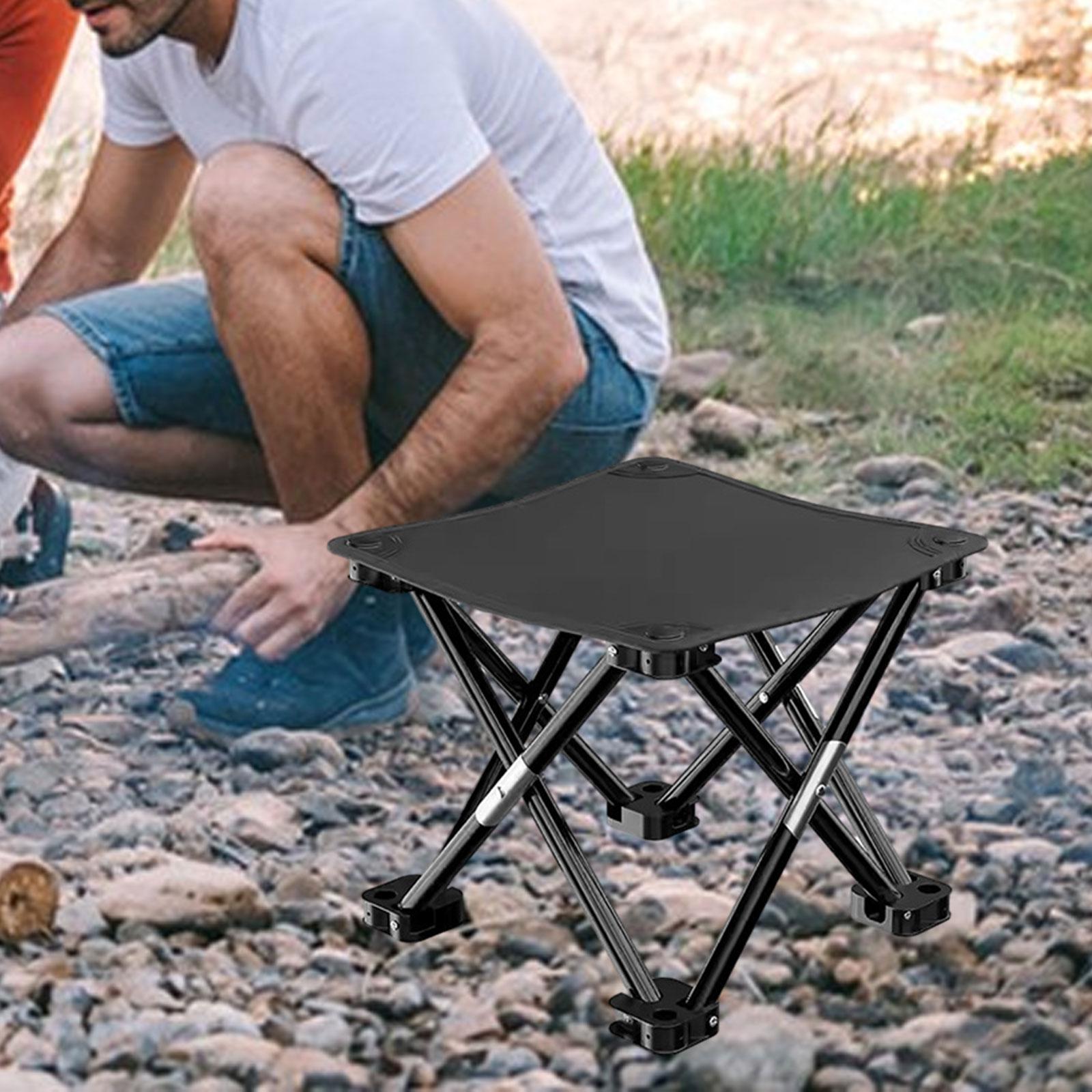 Folding Camping Stool Practical with Side Pocket for Gardening Camping Beach 33cmx33cmx32cm Black