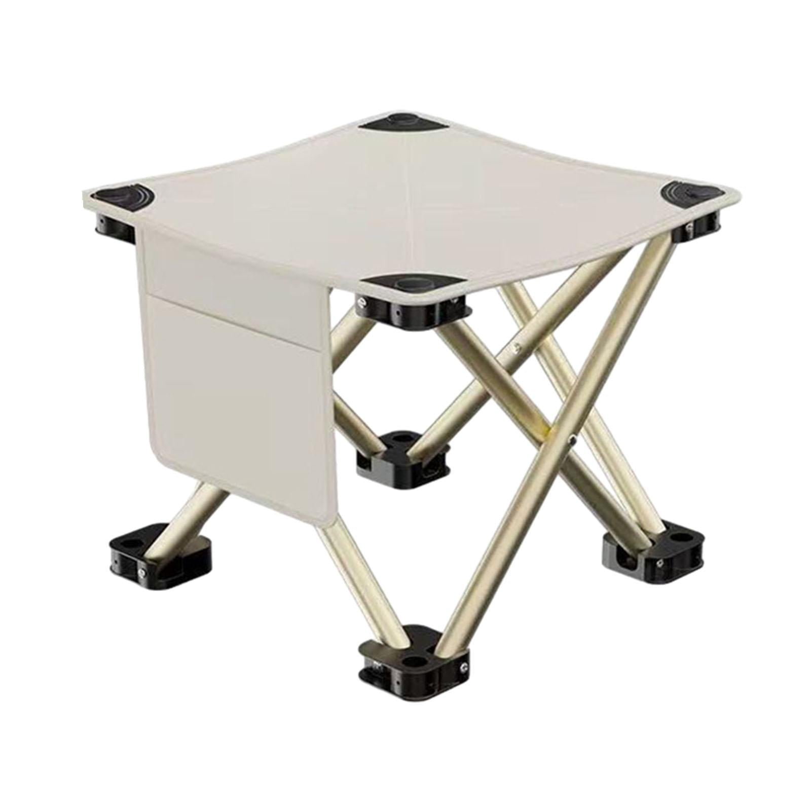 Folding Camping Stool Practical with Side Pocket for Gardening Camping Beach 33cmx33cmx32cm White