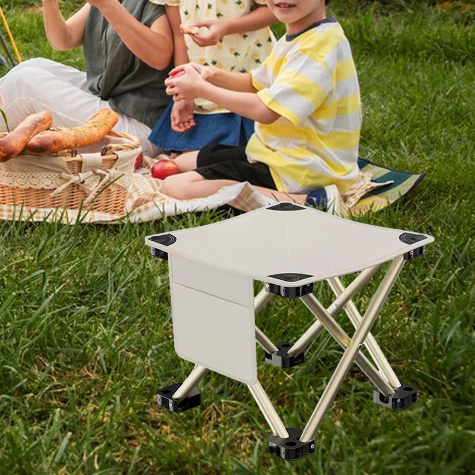 Folding Camping Stool Practical with Side Pocket for Gardening Camping Beach 33cmx33cmx32cm White