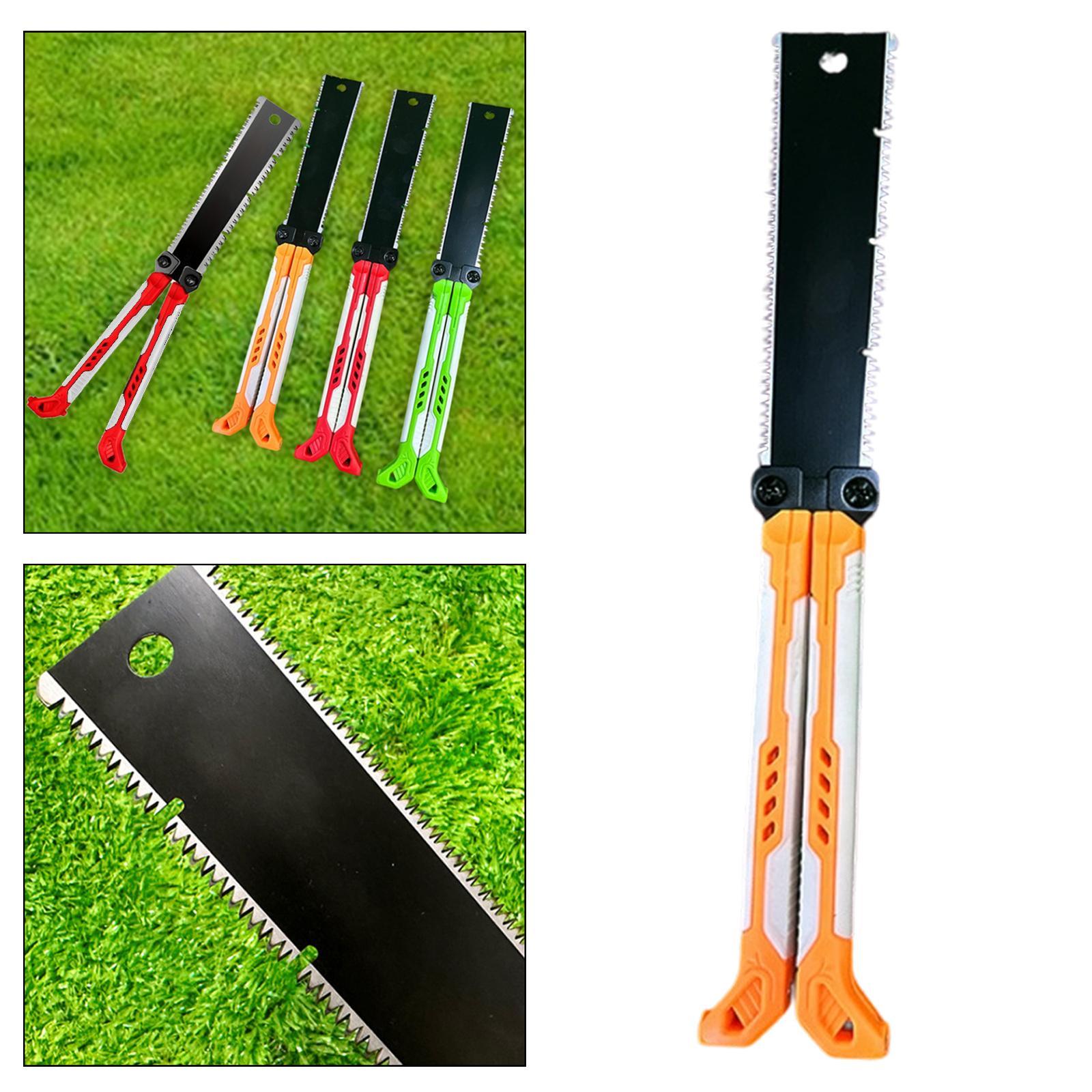 Double Edge Hand Saw Folding Flexible Fine Cut Saw for Tree Shrubs Gardening orange