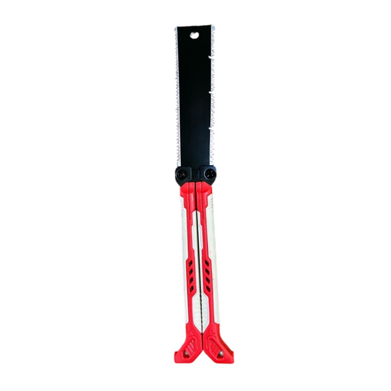 Double Edge Hand Saw Folding Flexible Fine Cut Saw for Tree Shrubs Gardening red