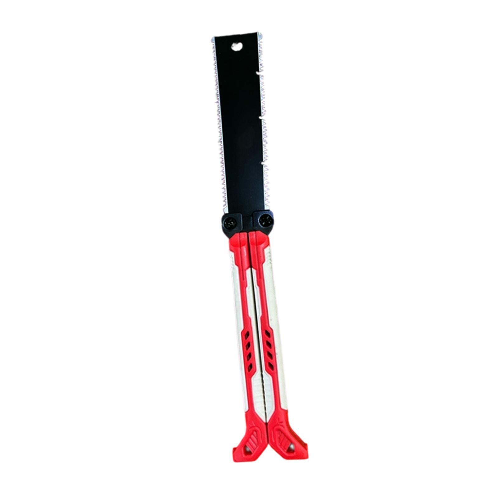 Double Edge Hand Saw Folding Flexible Fine Cut Saw for Tree Shrubs Gardening red