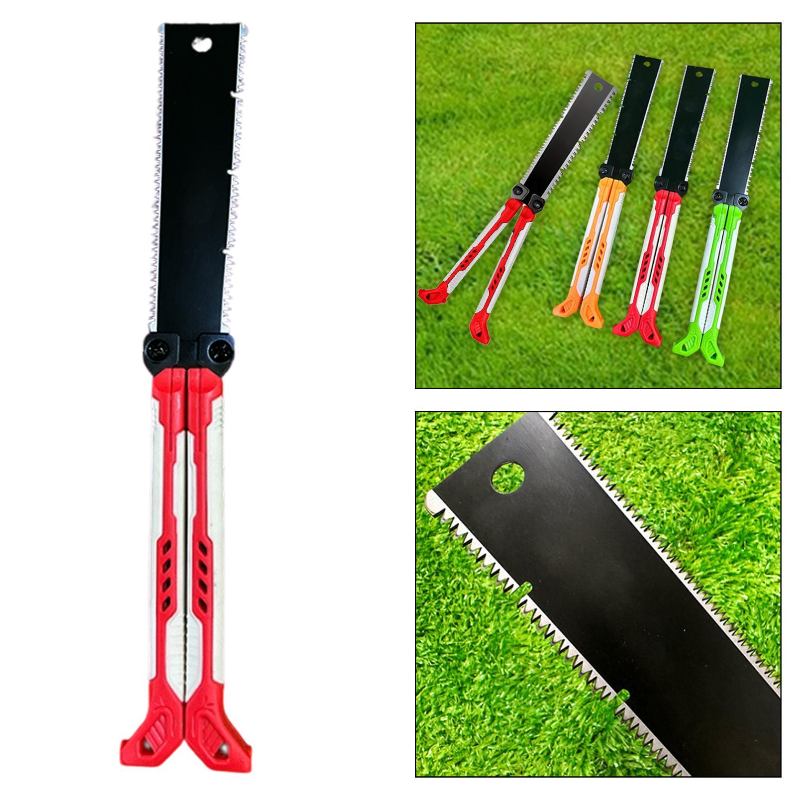 Double Edge Hand Saw Folding Flexible Fine Cut Saw for Tree Shrubs Gardening red