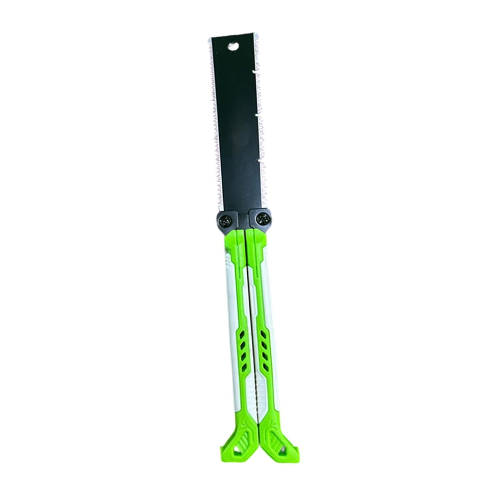 Double Edge Hand Saw Folding Flexible Fine Cut Saw for Tree Shrubs Gardening green