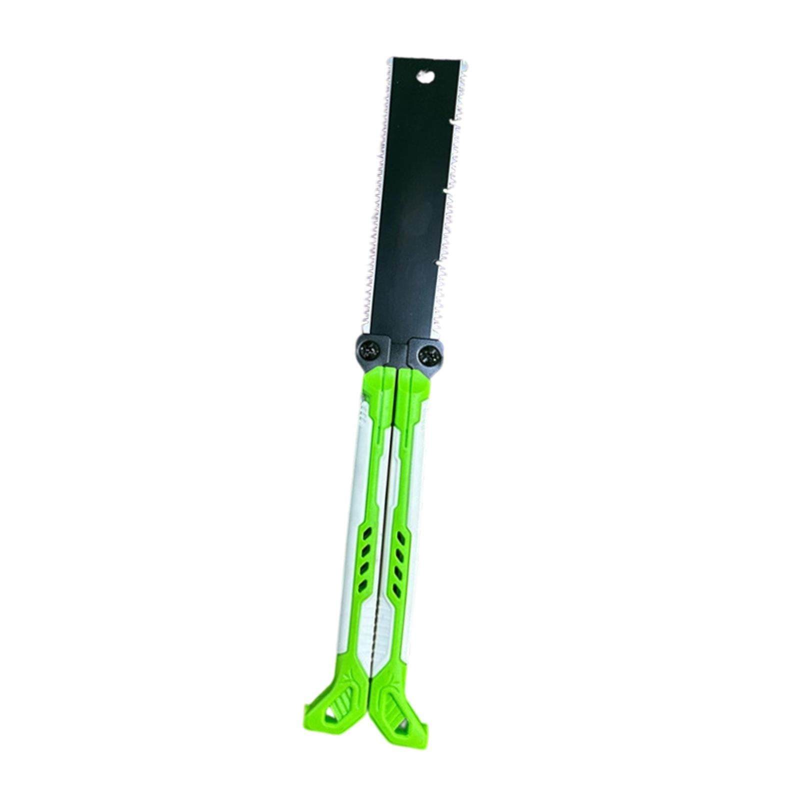 Double Edge Hand Saw Folding Flexible Fine Cut Saw for Tree Shrubs Gardening green