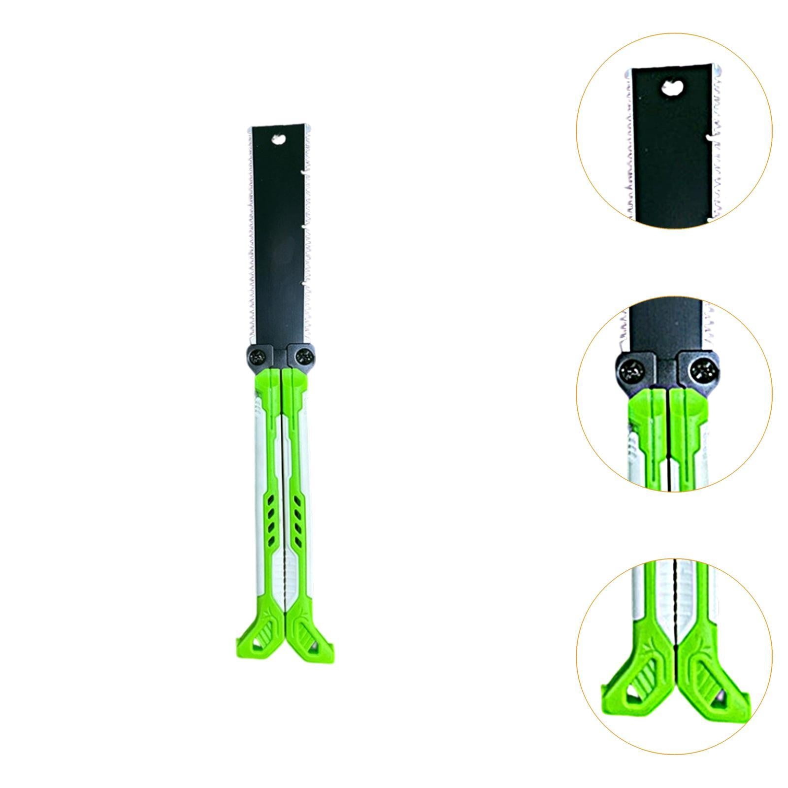 Double Edge Hand Saw Folding Flexible Fine Cut Saw for Tree Shrubs Gardening green