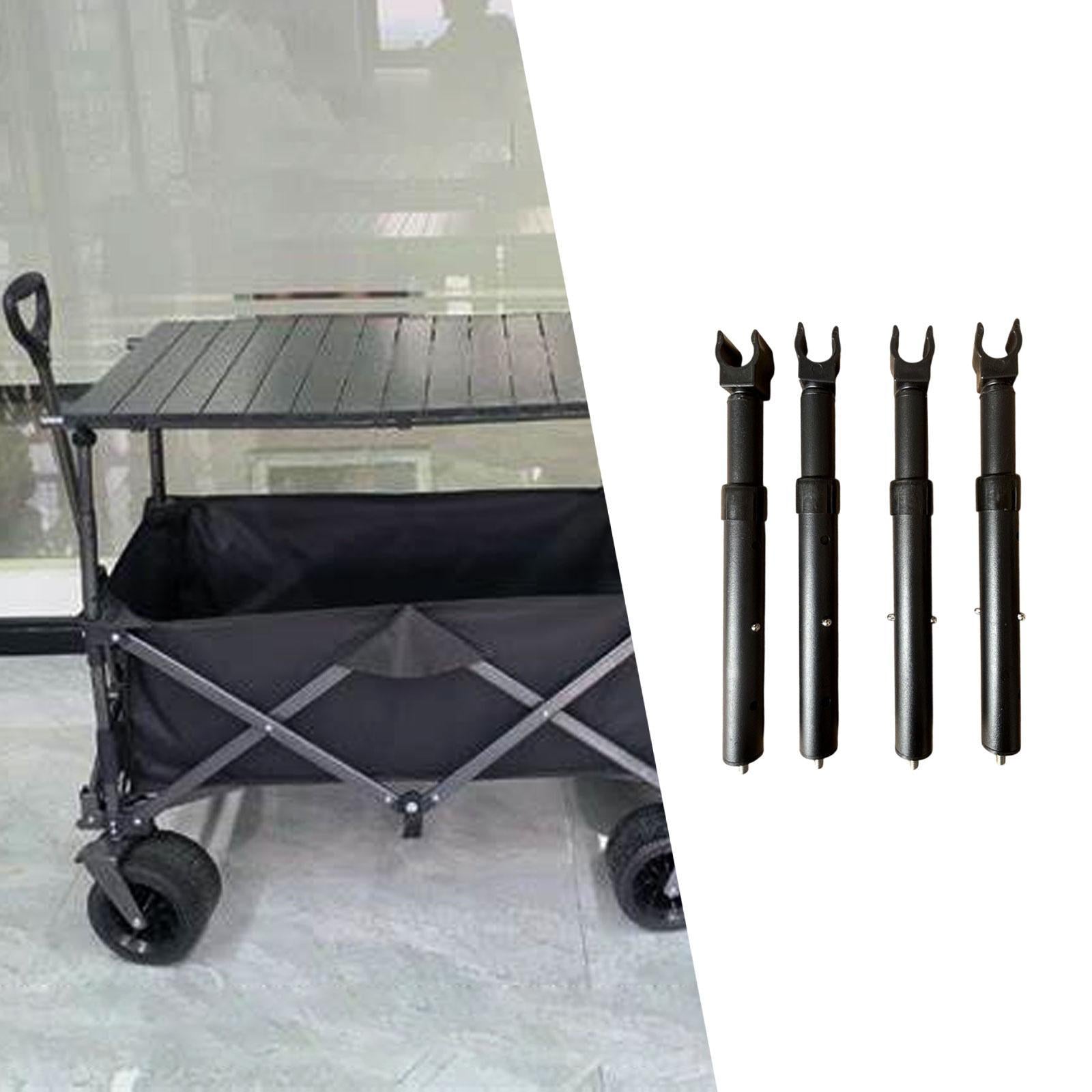 4Pcs Camping Cart Table Support Rod Lifting Rod for Hiking Wagon Cart Picnic Black