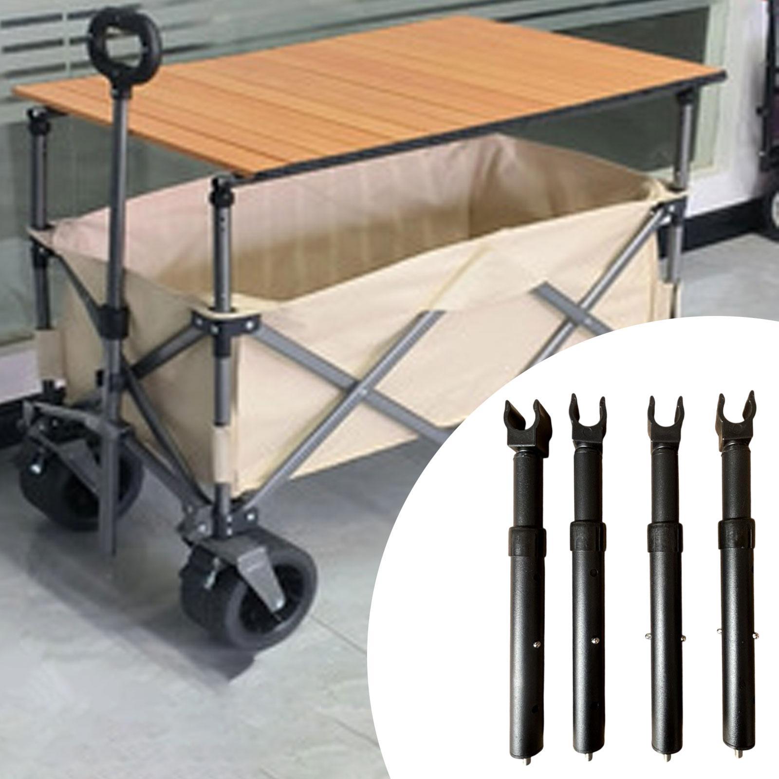 4Pcs Camping Cart Table Support Rod Lifting Rod for Hiking Wagon Cart Picnic Black