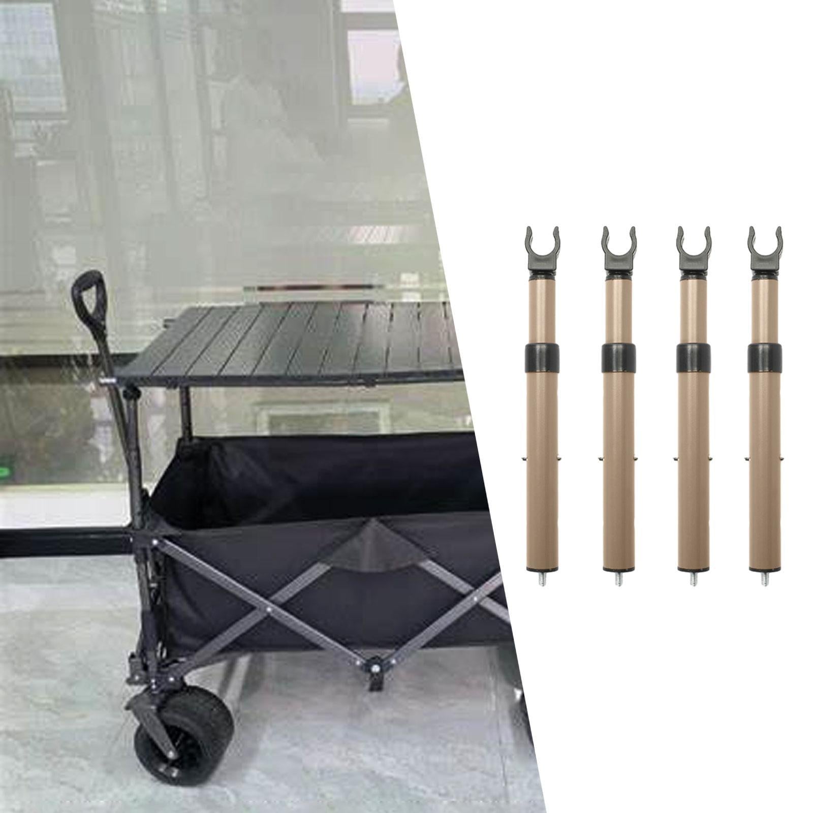 4Pcs Camping Cart Table Support Rod Lifting Rod for Hiking Wagon Cart Picnic Champagne