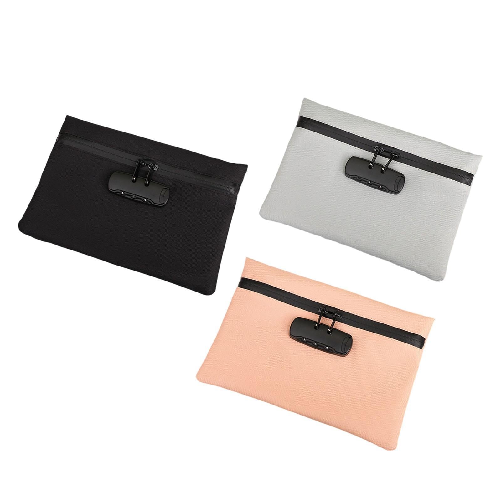 Lockable Money Purse Travel Utility Locking Bank Bag for Jewelry Watch Black