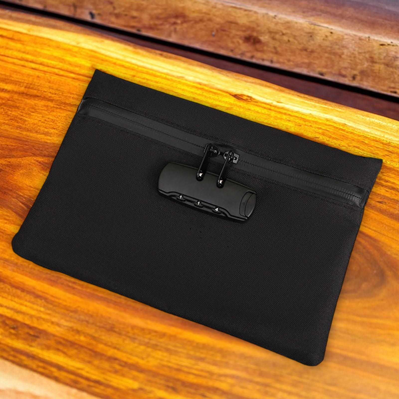 Lockable Money Purse Travel Utility Locking Bank Bag for Jewelry Watch Black