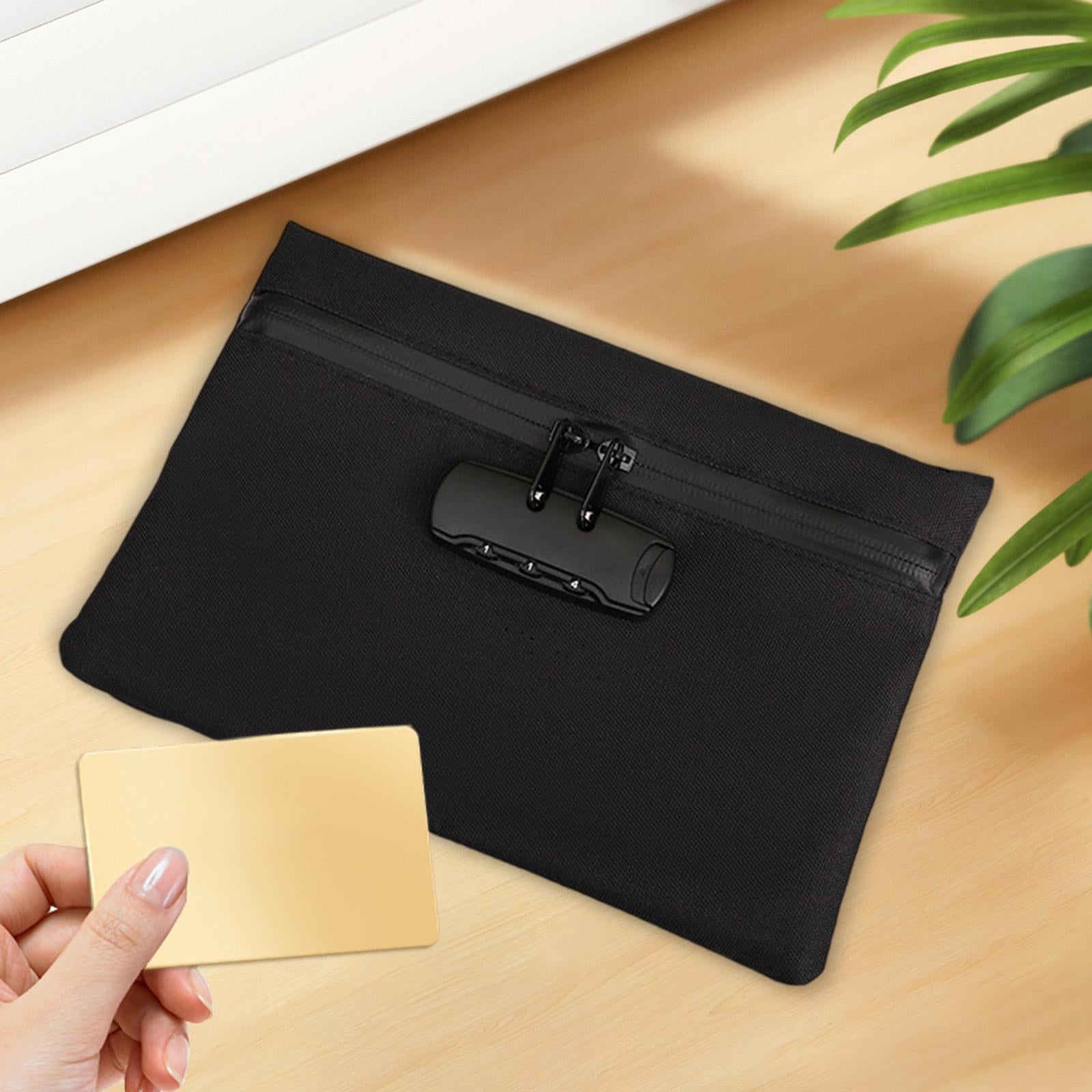 Lockable Money Purse Travel Utility Locking Bank Bag for Jewelry Watch Black