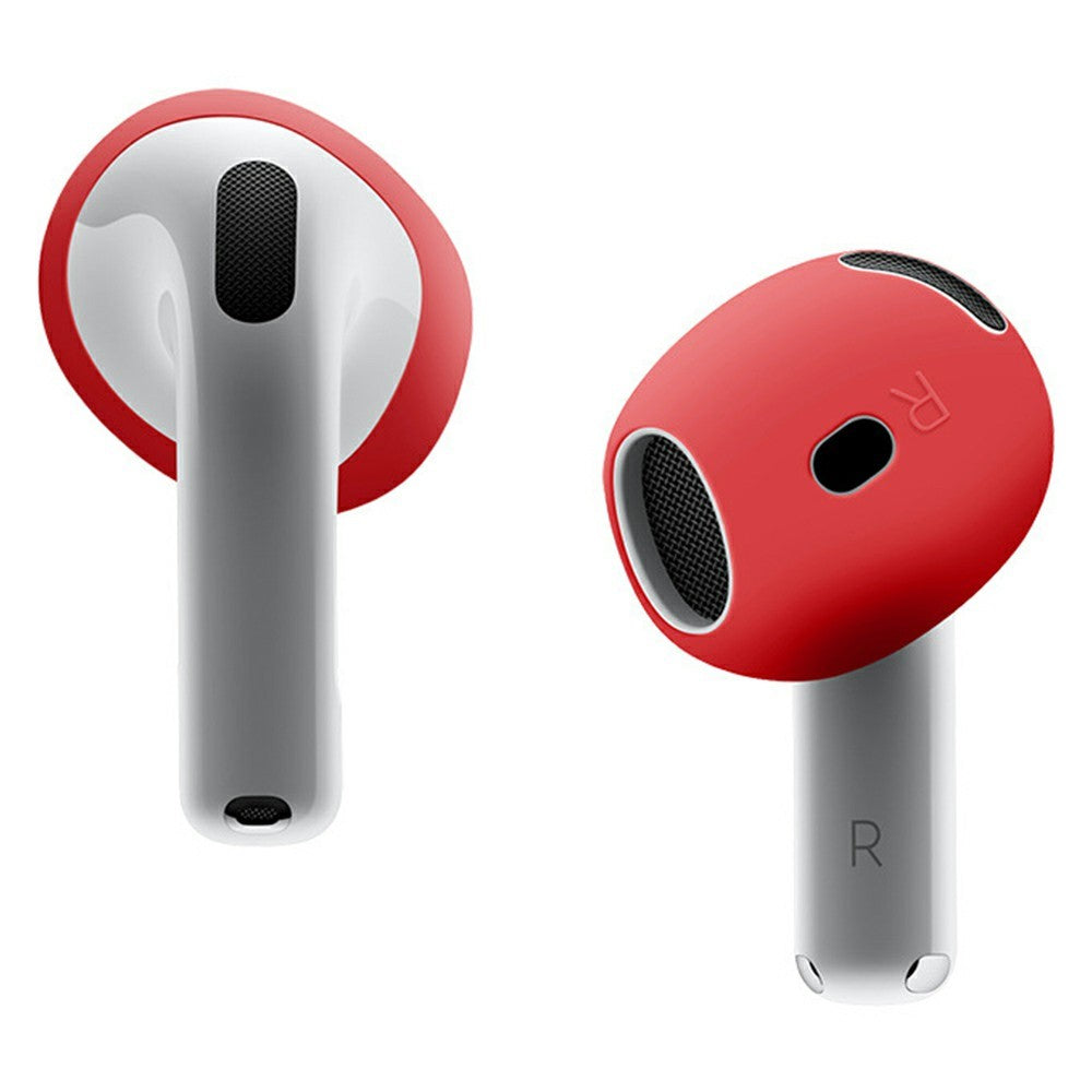 2Pcs Silicone Ear Tips Compatible With AirPods 4 Anti-slip Ultra Thin Earbuds Replacement Protective Cover - Red