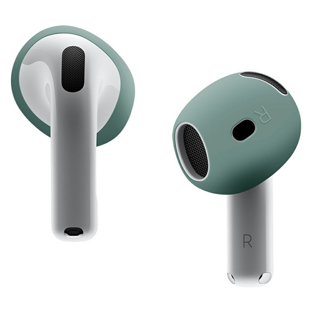2Pcs Silicone Ear Tips Compatible With AirPods 4 Anti-slip Ultra Thin Earbuds Replacement Protective Cover - Blackish Green