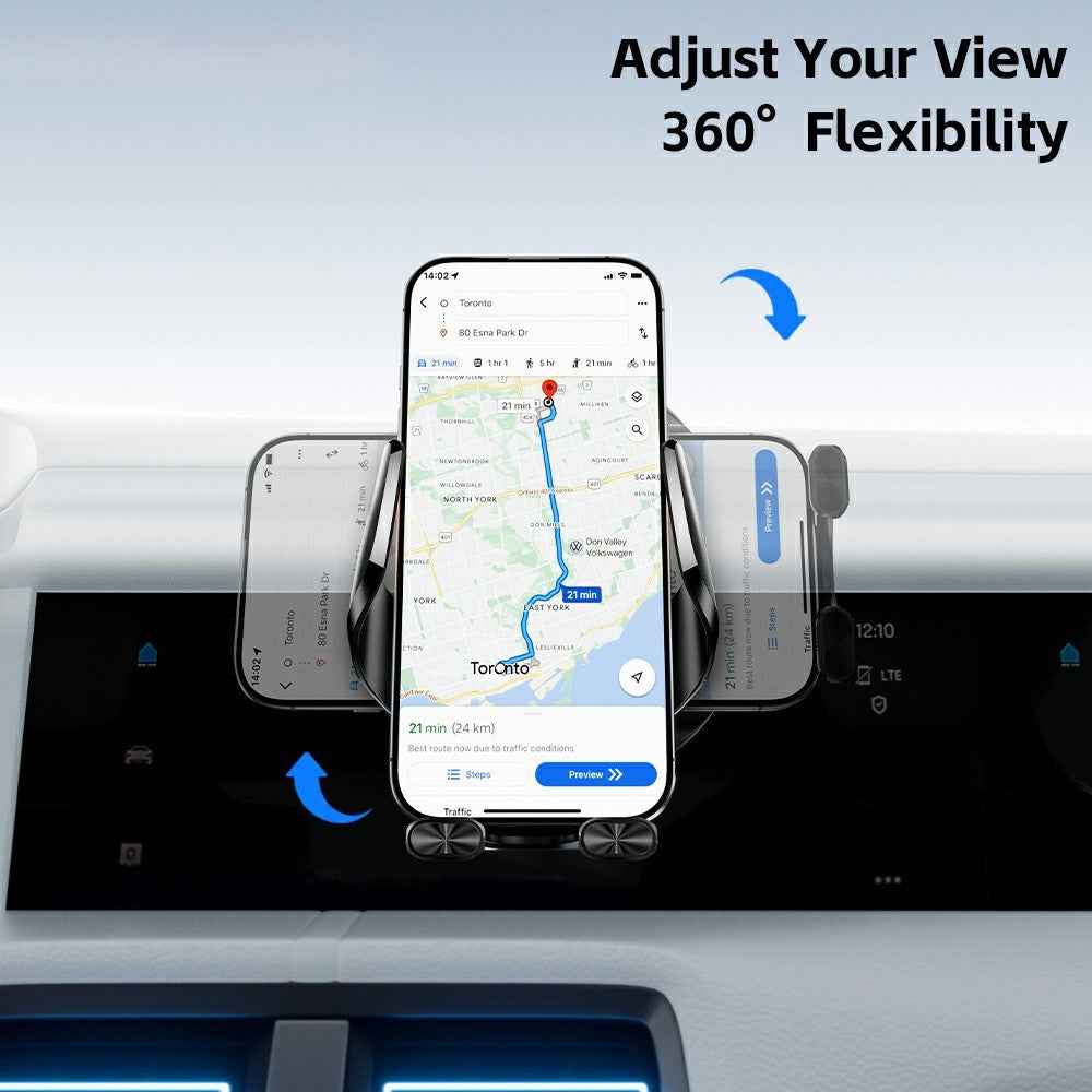 ESSAGER 15W Wireless Charger Car Mount Suction Cup Wireless Charger Stand 360° Rotation - Black