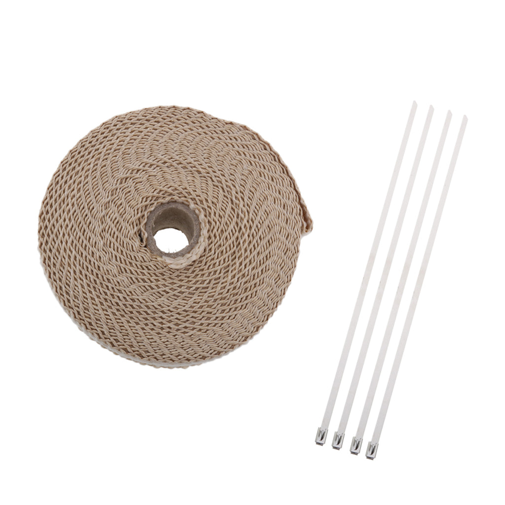 2 32Ft Fiberglass Manifold Header Exhaust Heat Tape Wrap Ties Beige"