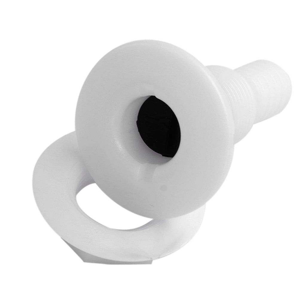 White Plastic Thru-Hull Bilge Pump and Aerator Hose Fitting for 3/4 Hose"