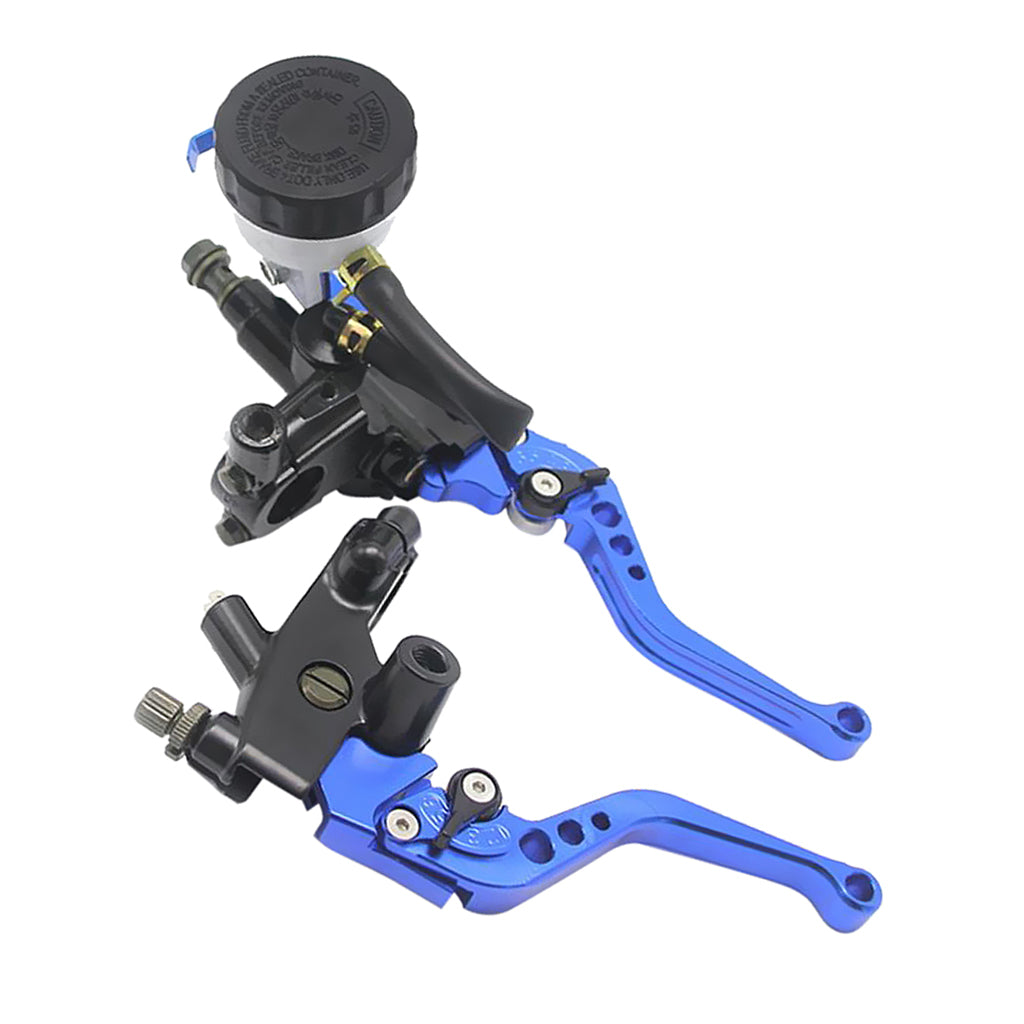 CNC 22mm Brake Clutch Levers Master Cylinder Reservoir Set for Yamaha Blue