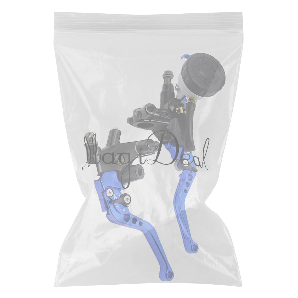 CNC 22mm Brake Clutch Levers Master Cylinder Reservoir Set for Yamaha Blue