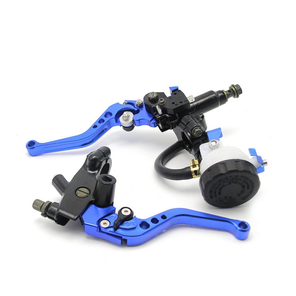 CNC 22mm Brake Clutch Levers Master Cylinder Reservoir Set for Yamaha Blue