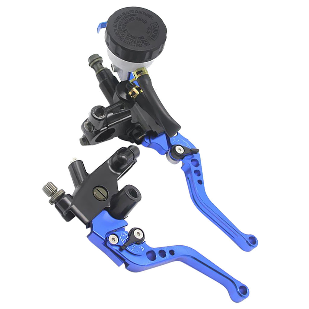 CNC 22mm Brake Clutch Levers Master Cylinder Reservoir Set for Yamaha Blue