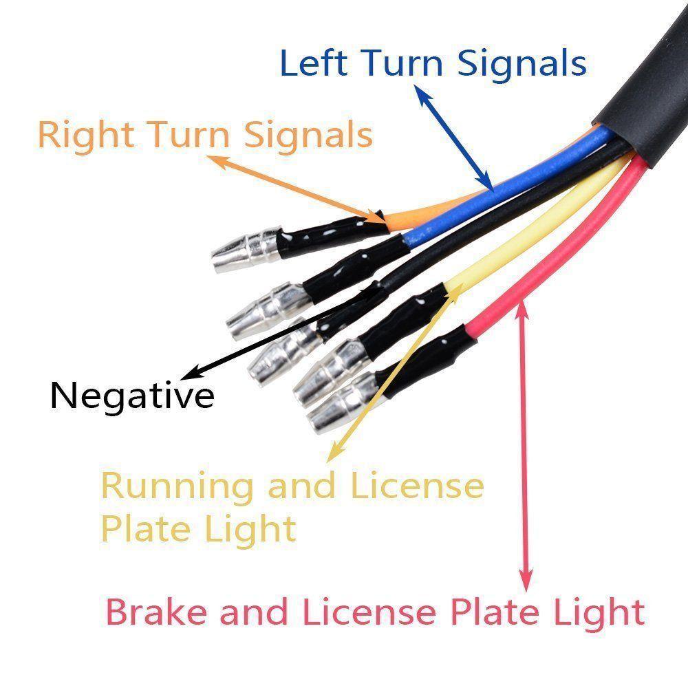 LED Motorcycle Dual Tail Turn Signal Brake License Plate Integrated Light