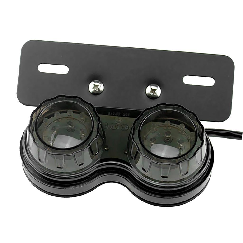 LED Motorcycle Dual Tail Turn Signal Brake License Plate Integrated Light