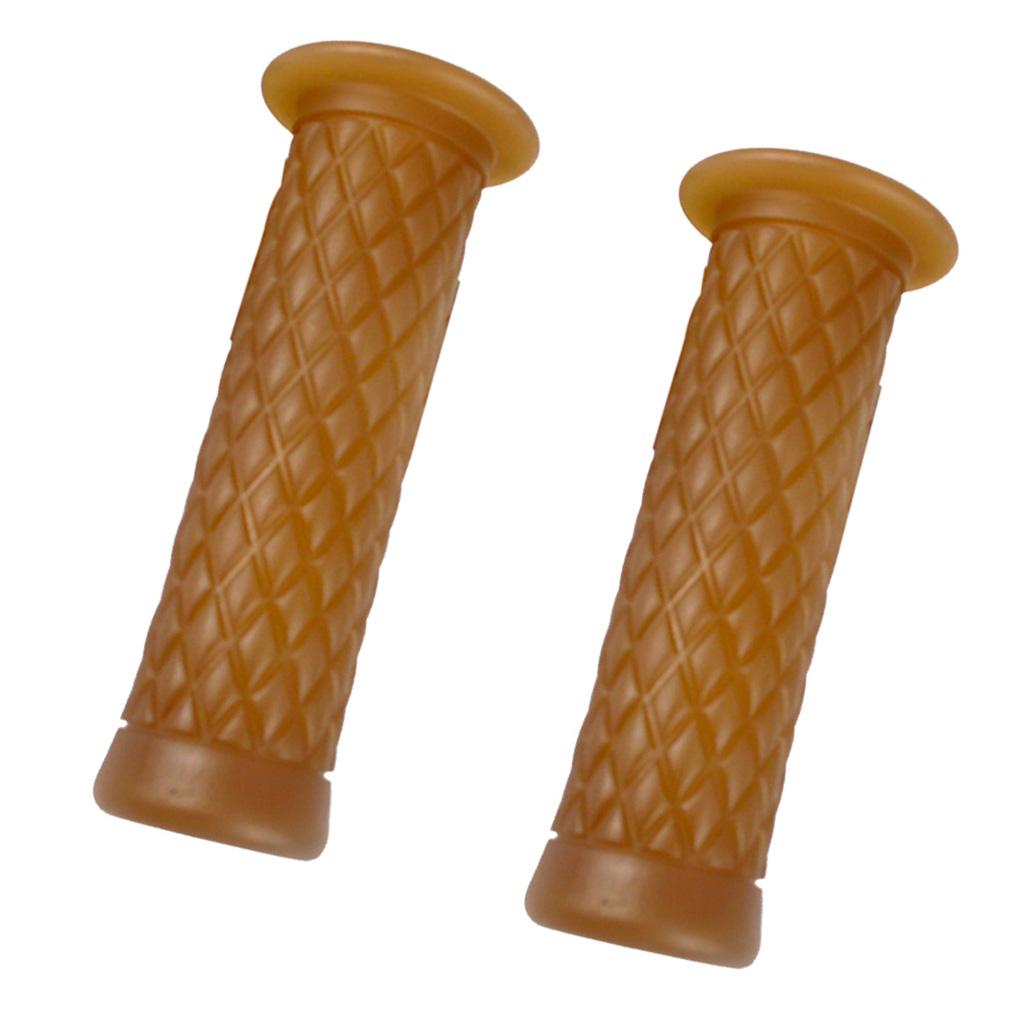 2 Pieces Motorcycle Retro Handle Bar Handlebar Grips Light Coffee