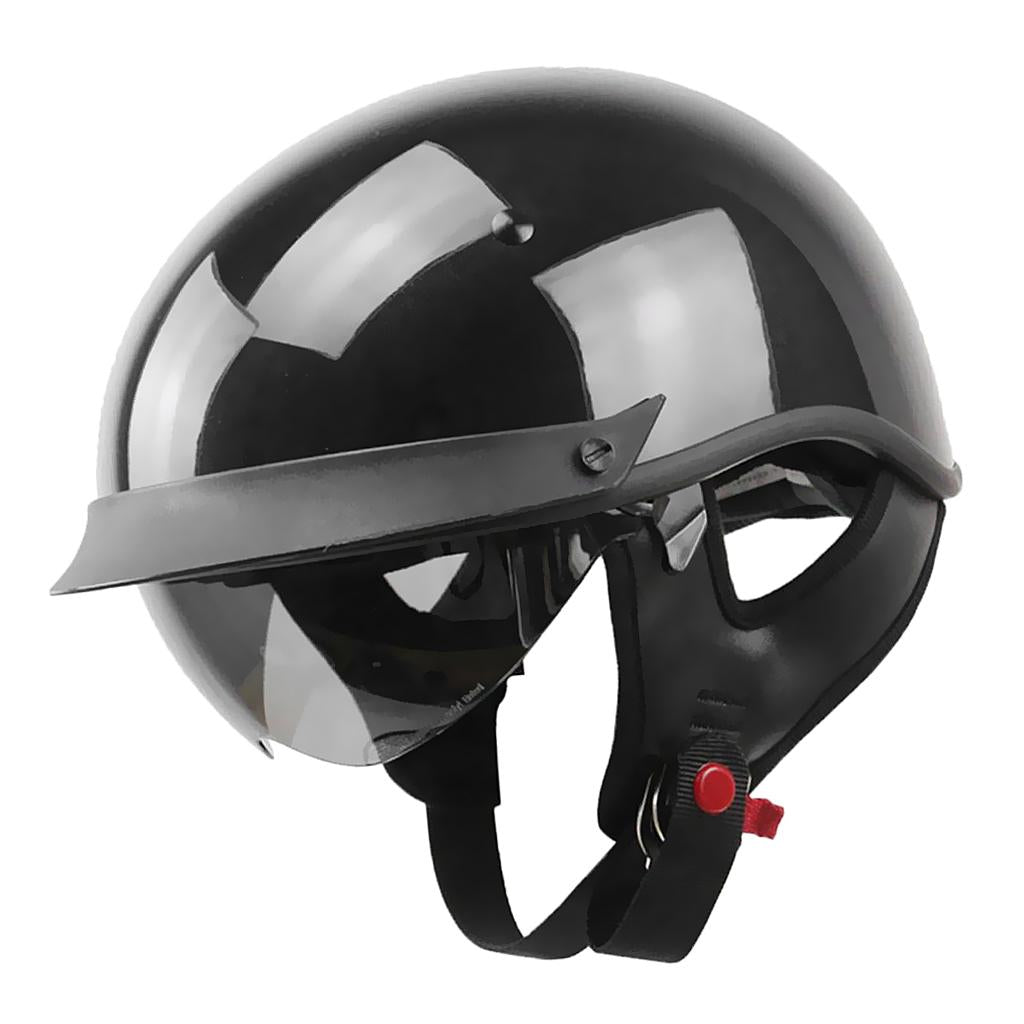 Bright Black DOT Open Face Motorcycle Riding Half Helmet for Harley XXL