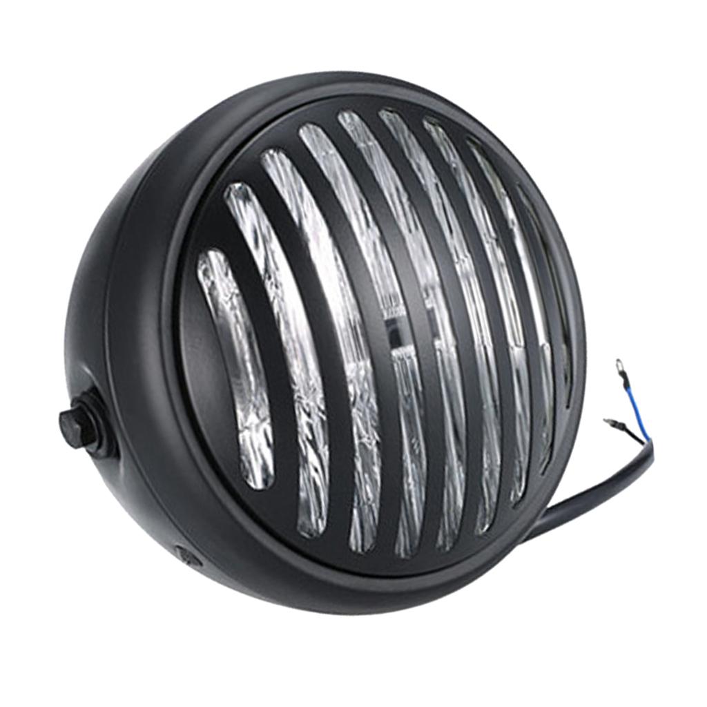 Motorcycle Headlight Head Lamp with Grille Cover for CG125 GN125 Clear