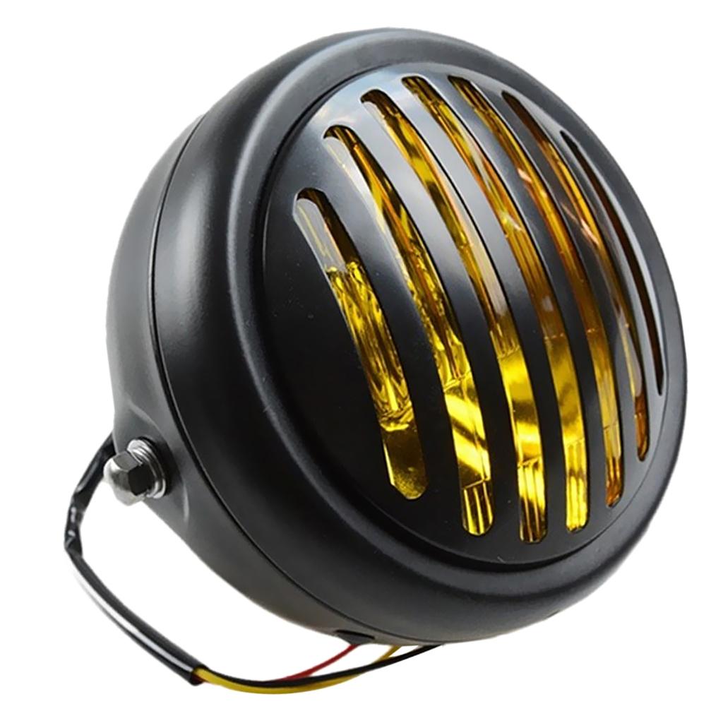 Motorcycle Headlight Head Lamp with Grille Cover for CG125 GN125 Amber