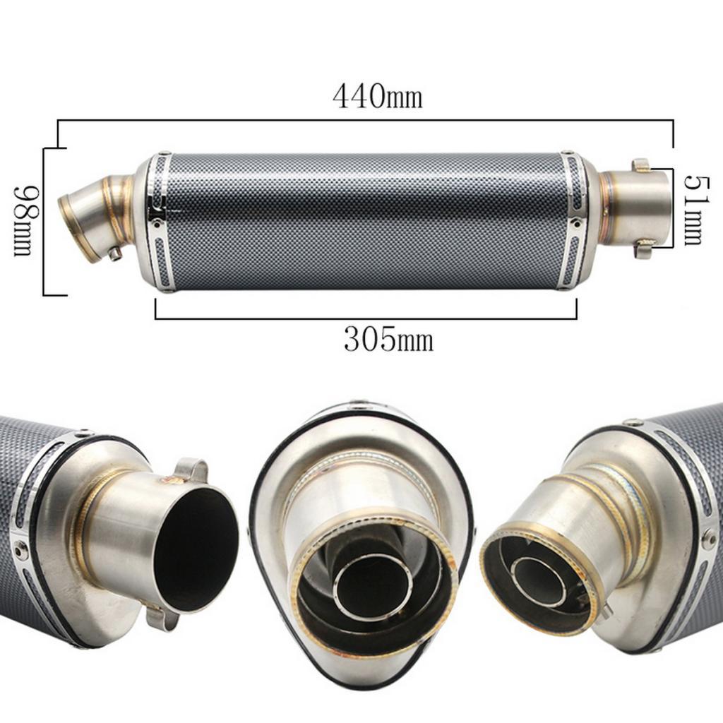 51mm Exhaust Muffler Silencer Universal for Motorcycle Scooter Carbon Fiber