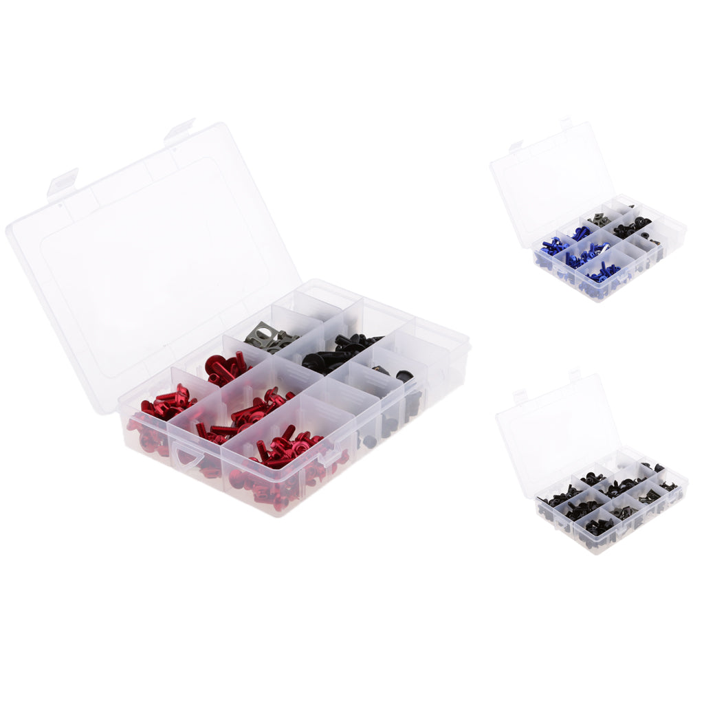 223 Pieces Motorcycle Windscreen Fairing Bolts Fastener Clips Screws Red
